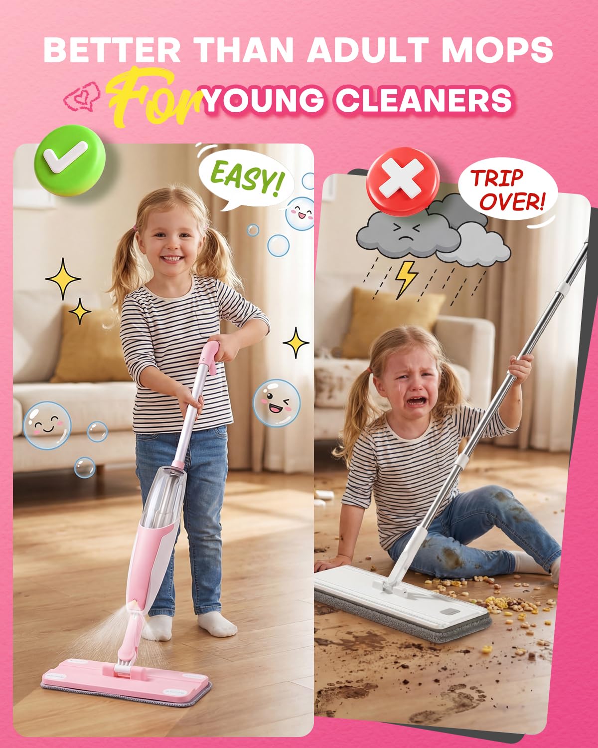 Pink Mini Spray Mop for Toddler