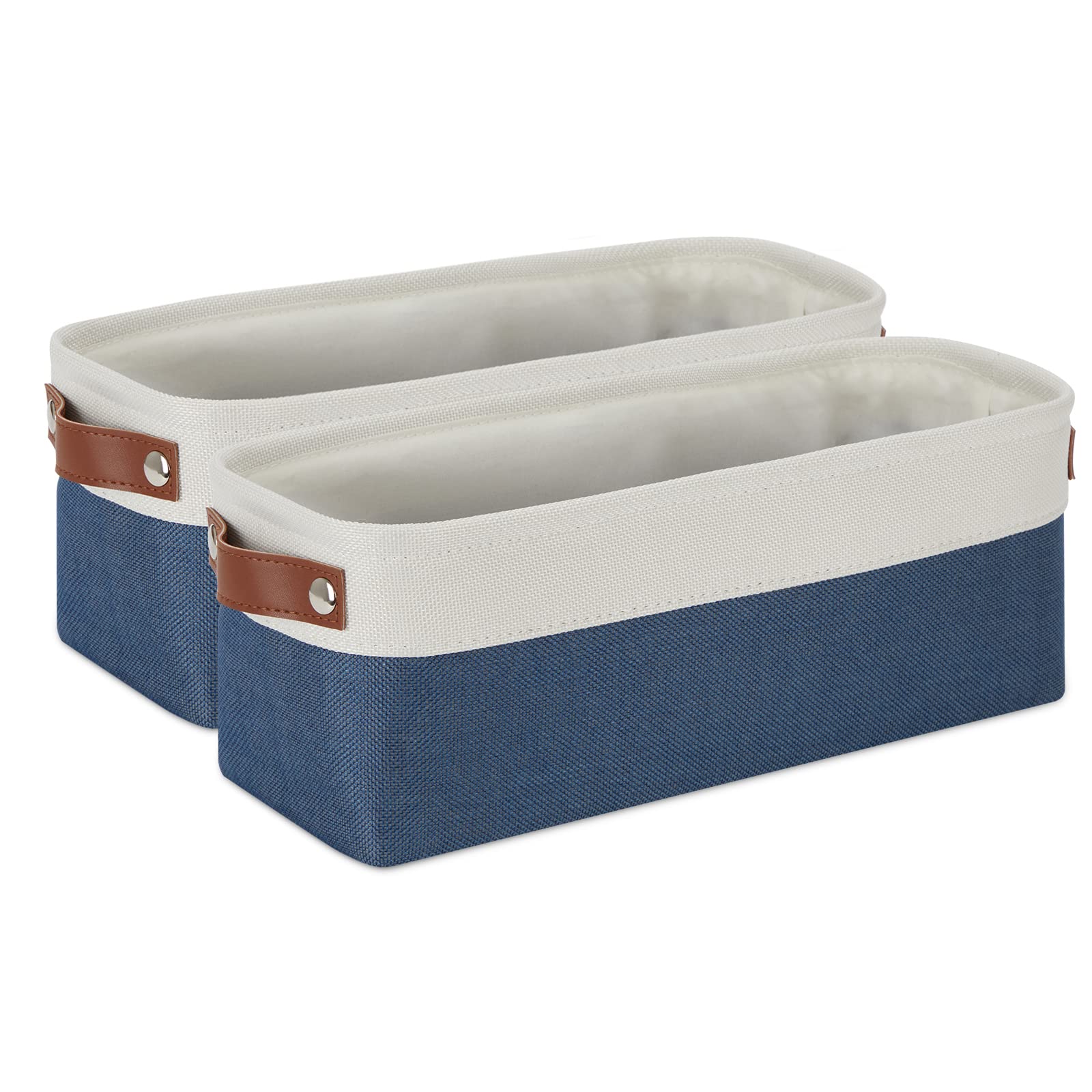 Toilet Paper Baskets for Storage 15"x6"x5.5" Small Rectangular Baskets for Towels [2 Pack] Collapsible Fabric for Organizing Closet (2 Count)