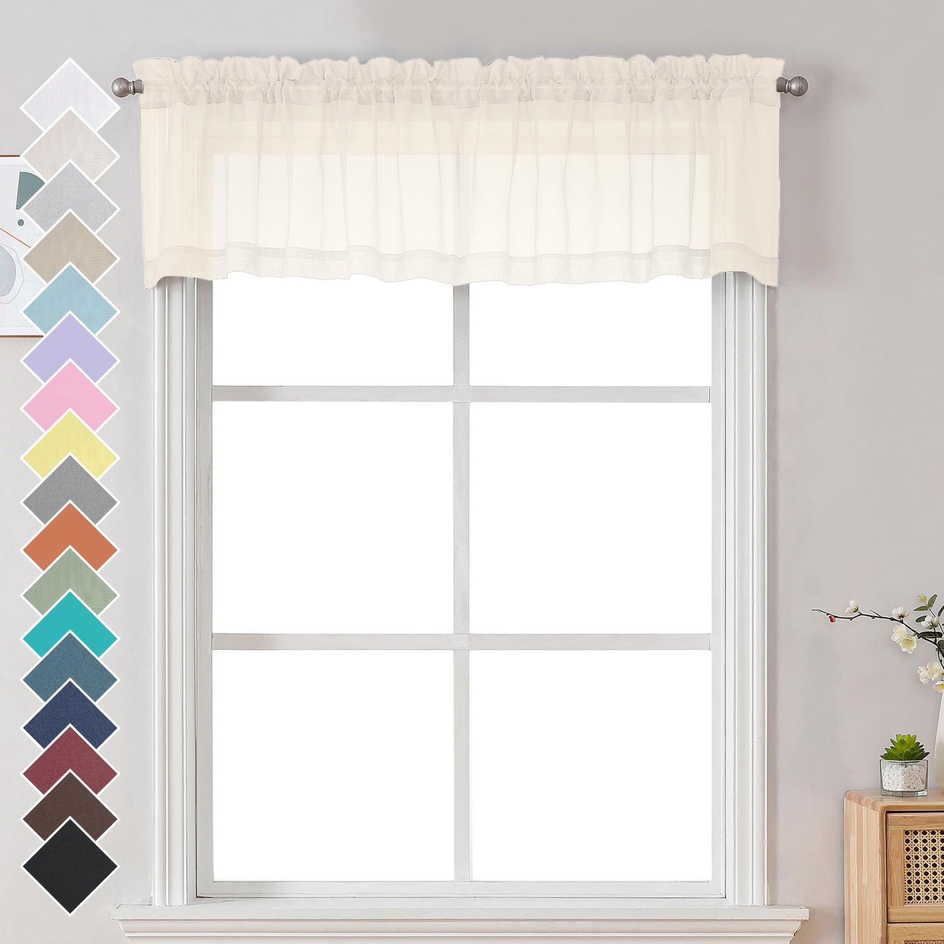 Cream Sheer Valances for Windows 2 Pack (2 Count)