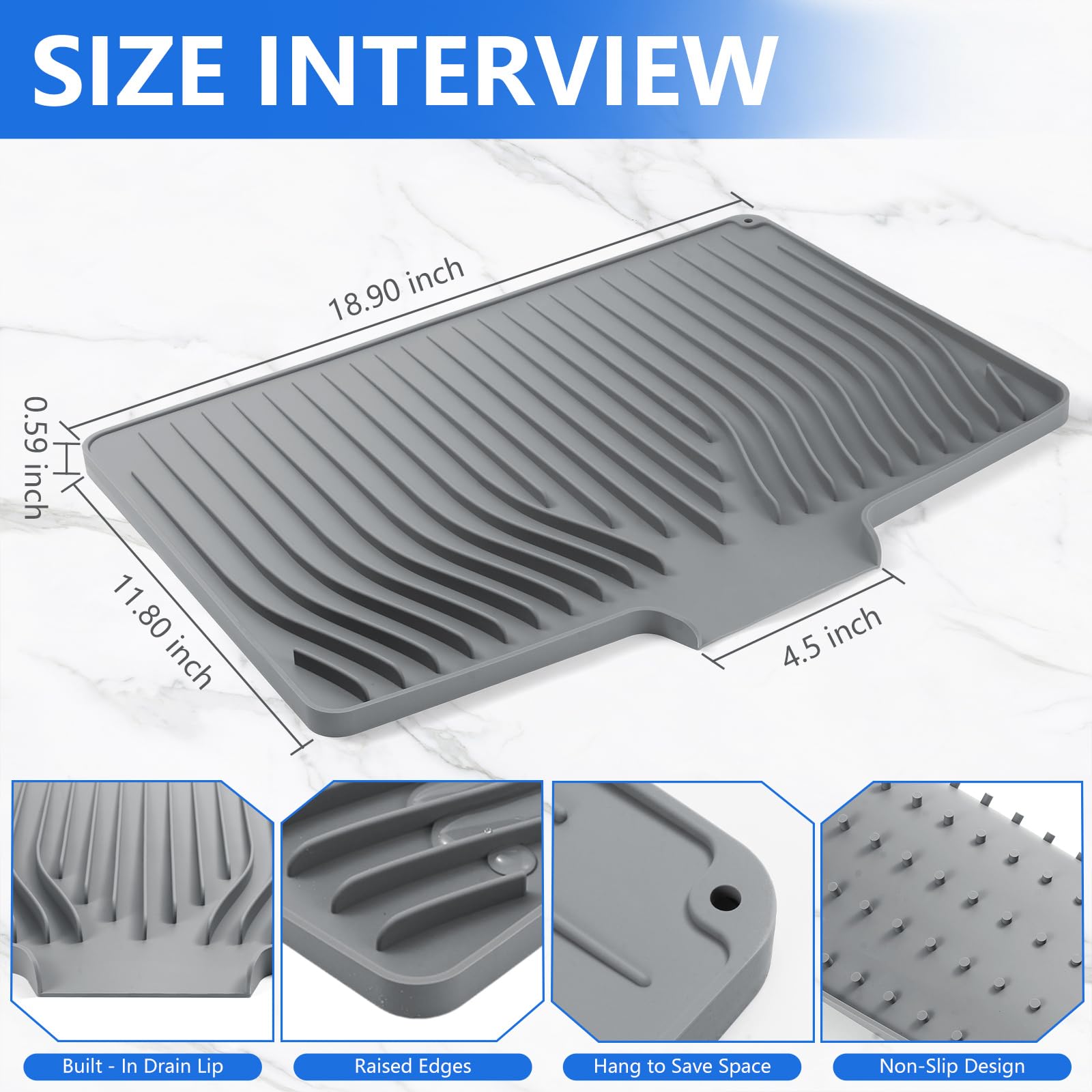 Silicone Dish Drying Mat for Kitchen Counter