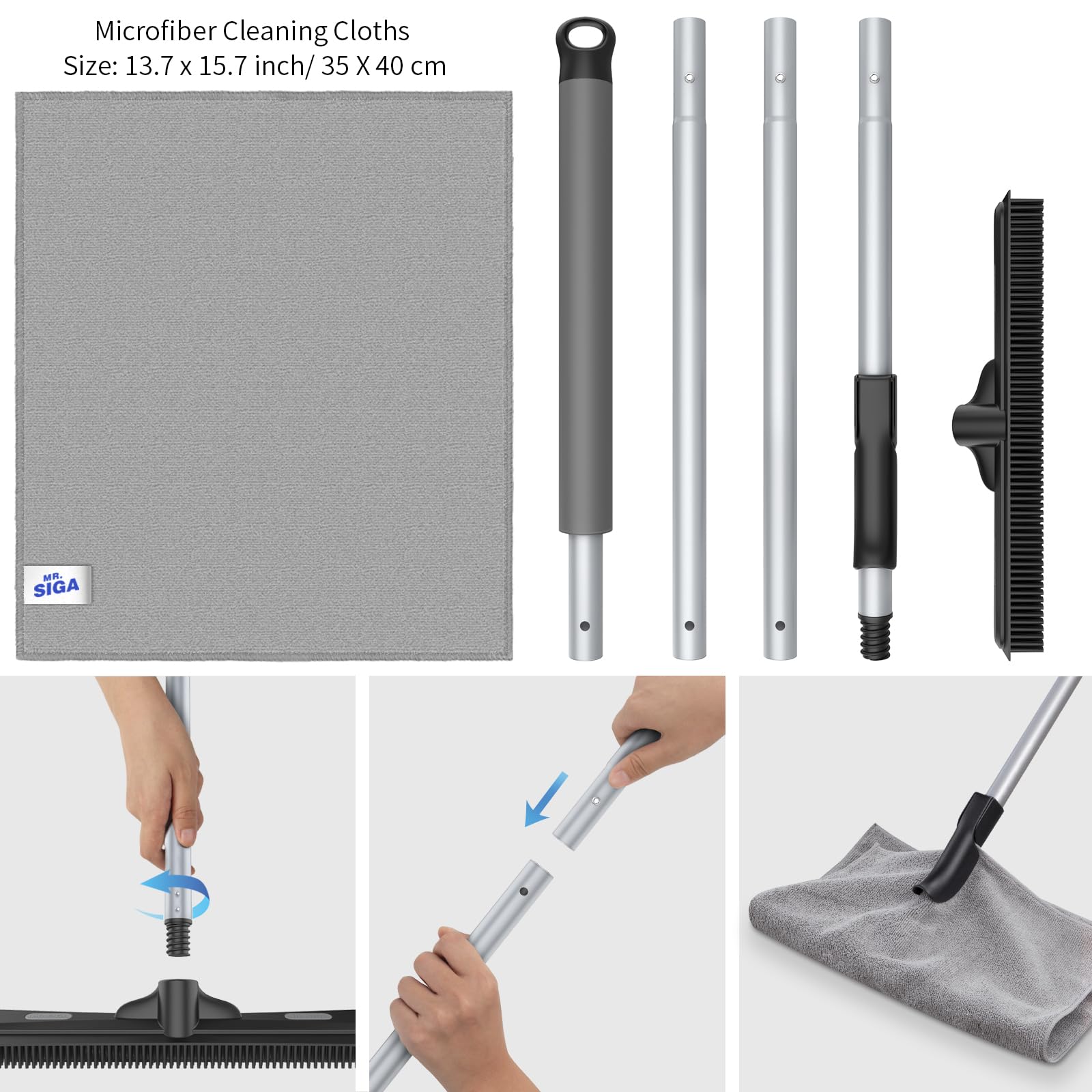 Pet Hair Removal Rubber Broom with Built in Squeegee