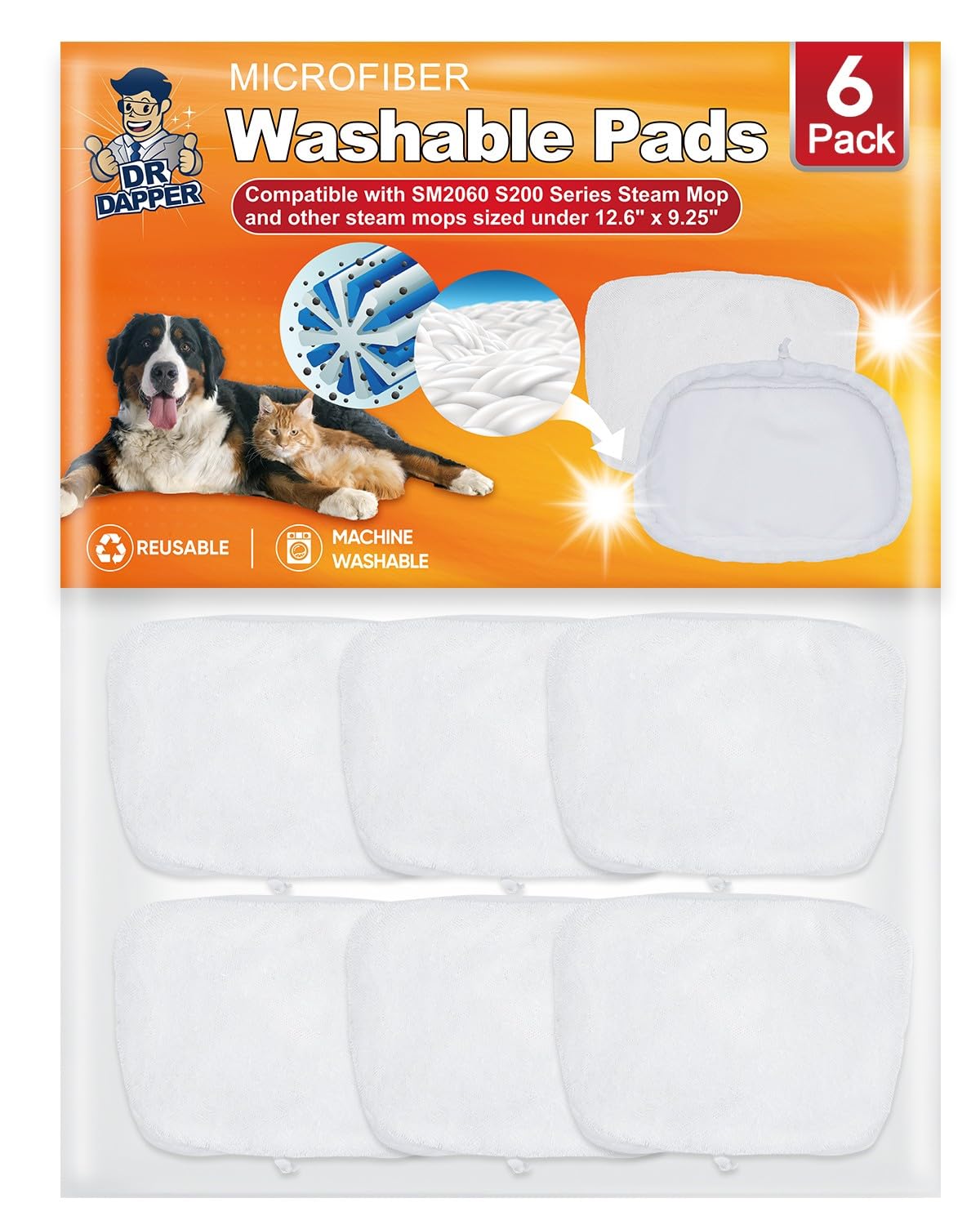 6 Pack Steam Mop Pads Compatible with SM2060 (6 Count)