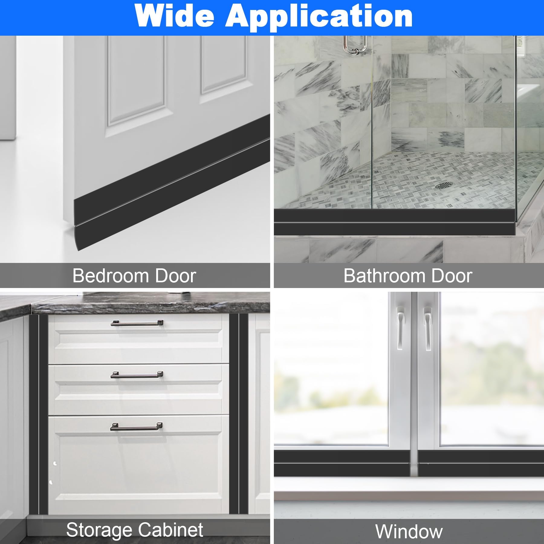 Weather Stripping Silicone Door Seal Strip 2 in x 40 ft Door Draft Stopper Self Adhesive Door Draft Tape (40 Foot)