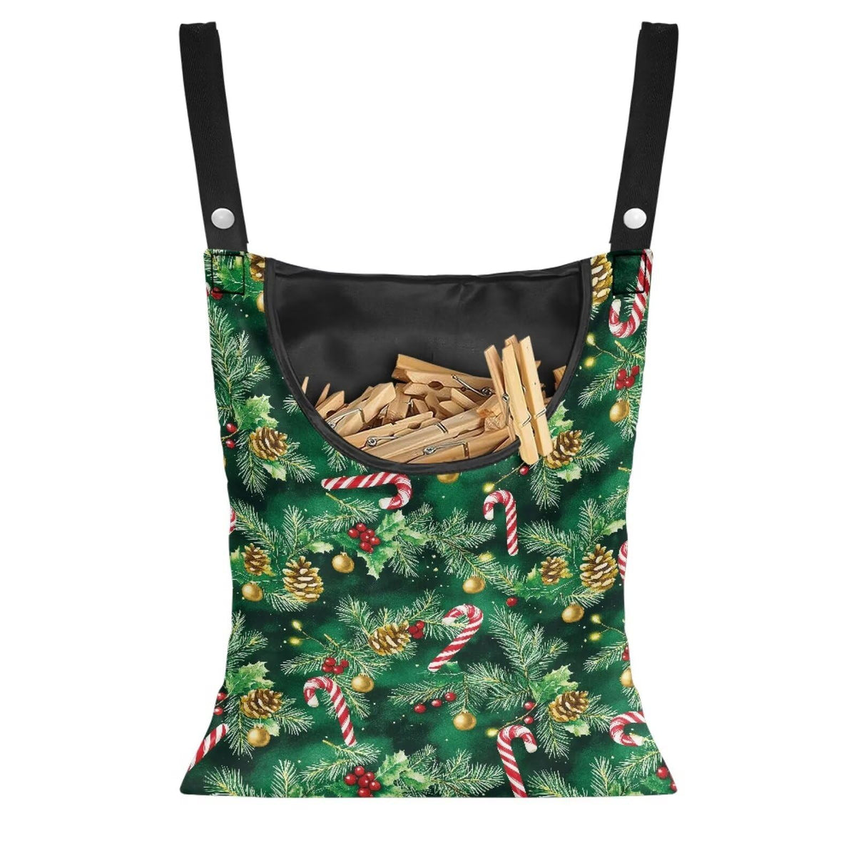Christmas Pine Clothespin Organizer Bag Green Fashion Clothespin Storage Organizer with Large Opening Rotatable Clothespins Storage Bag Laundry Clothespins Bags for Outdoor