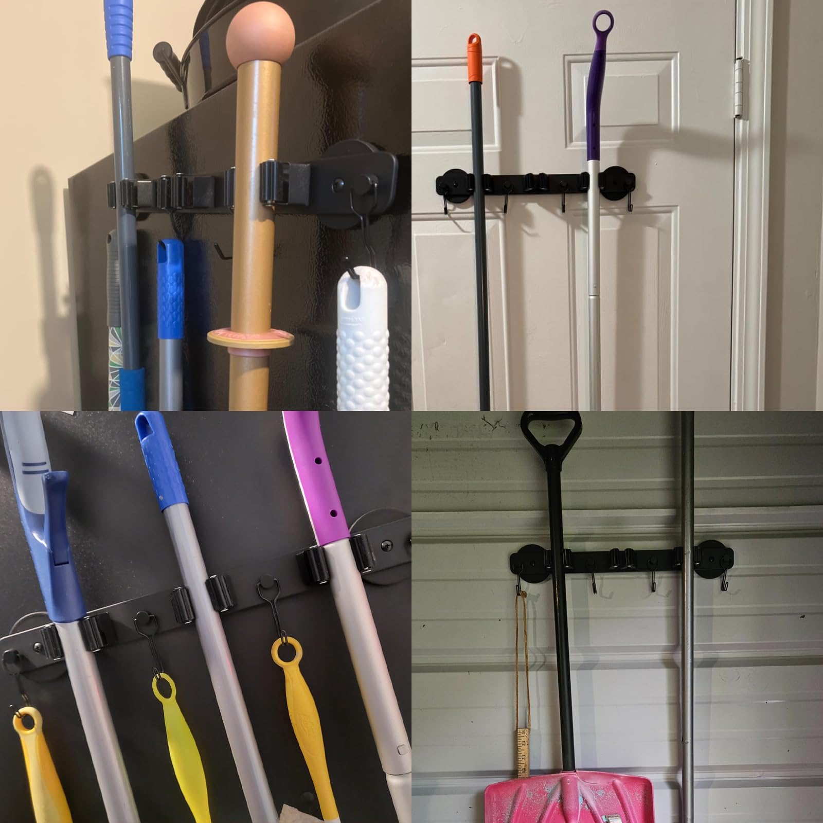 Heavy Duty Magnetic Mop Broom Holder with Swivel Hooks