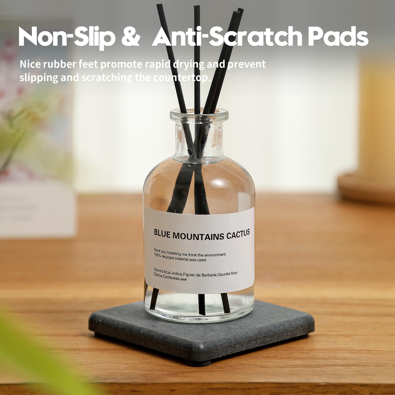 4PCS Water Absorbing Sponge Holder Diatomite Stone Sink Tray Mat (4 Count)