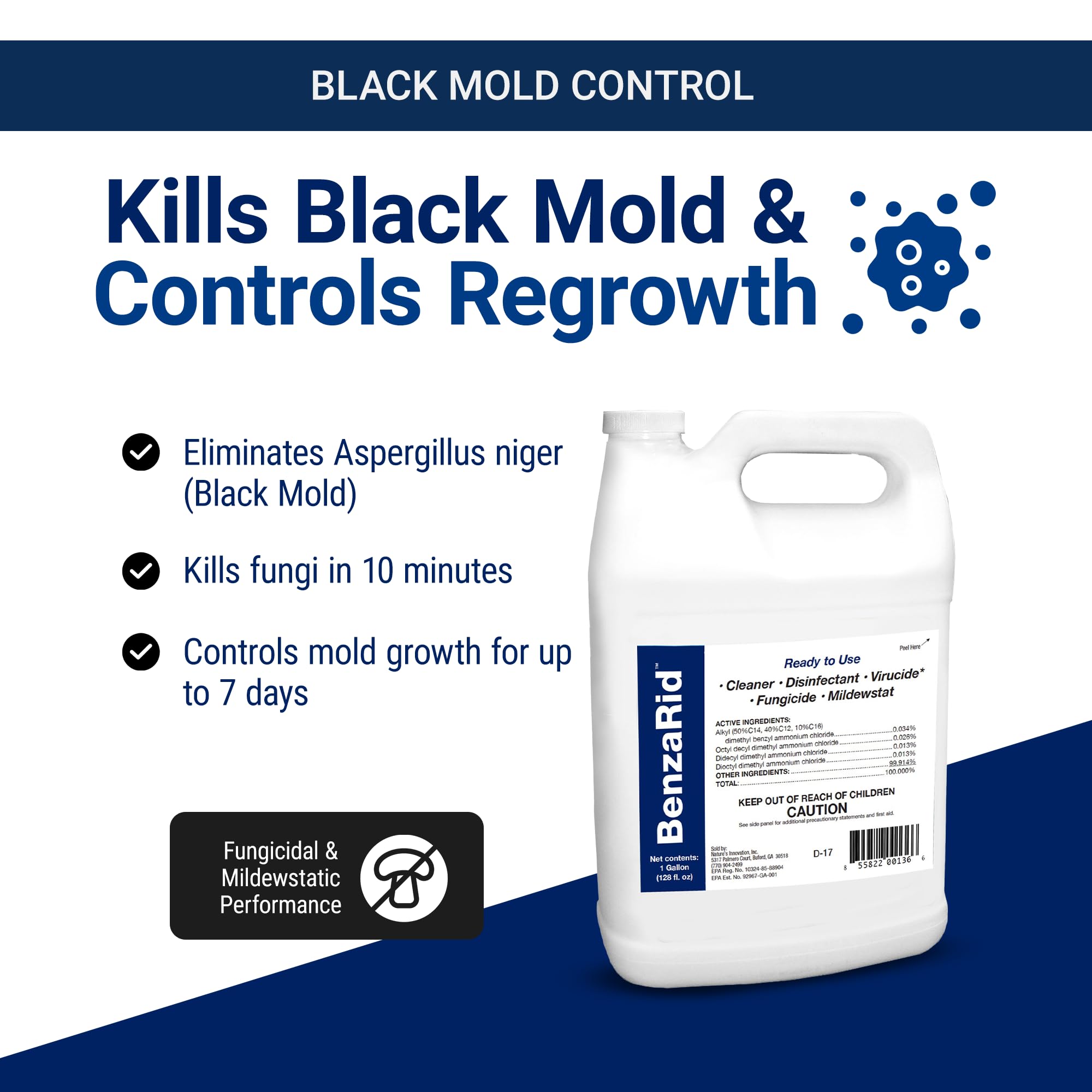 Pro Mold Killer Fungicide Disinfectant including Aspergillus Niger (160 Fl Oz)