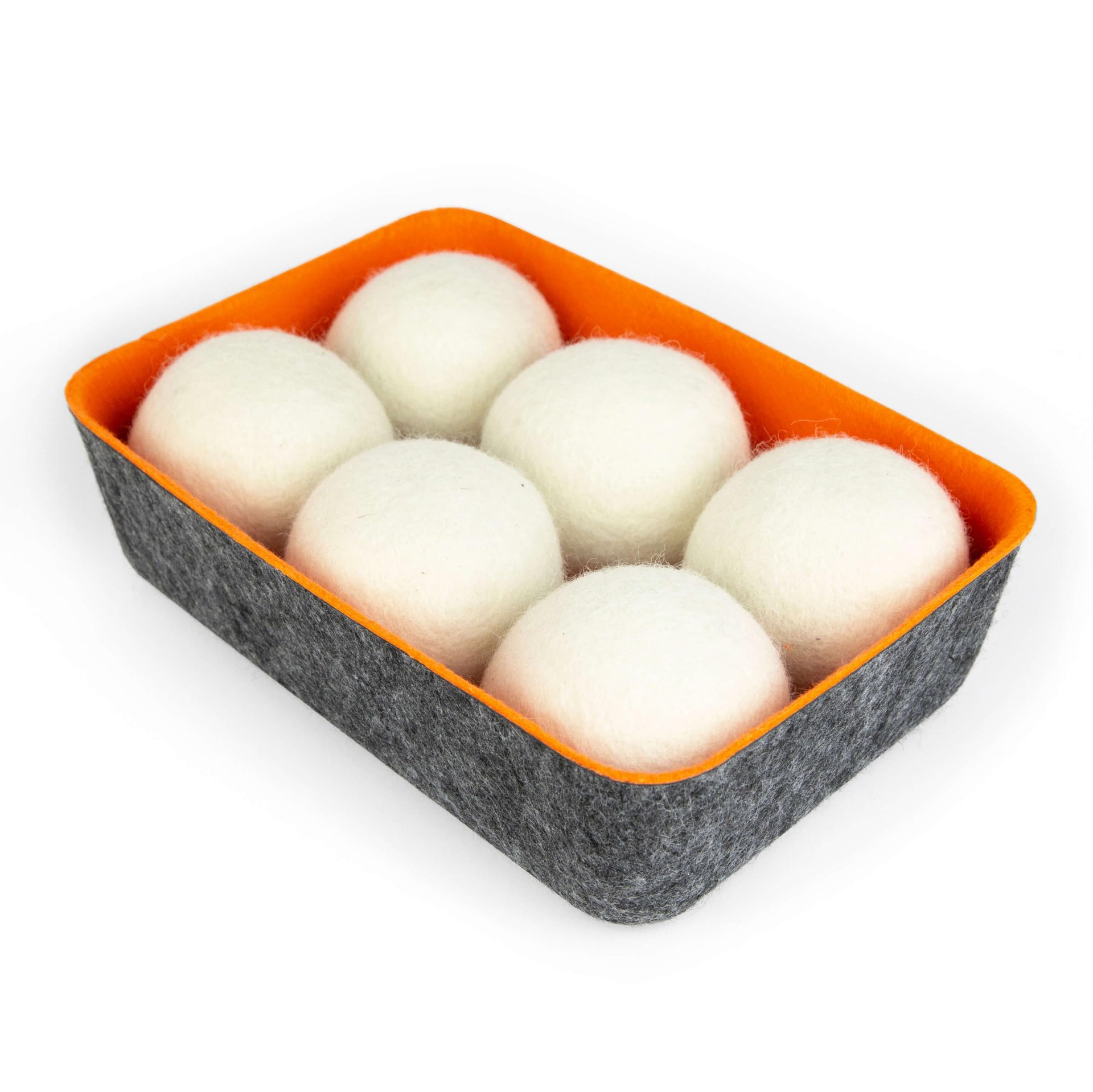 Wool Dryer Balls + Felt Storage Bin (6 Count)