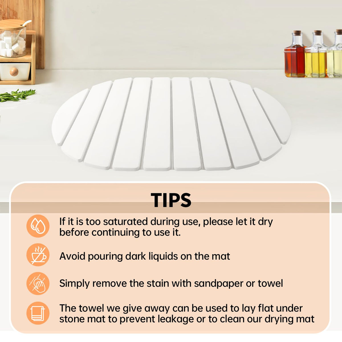 23" x16" Stone Dish Drying Mat for Kitchen Counter