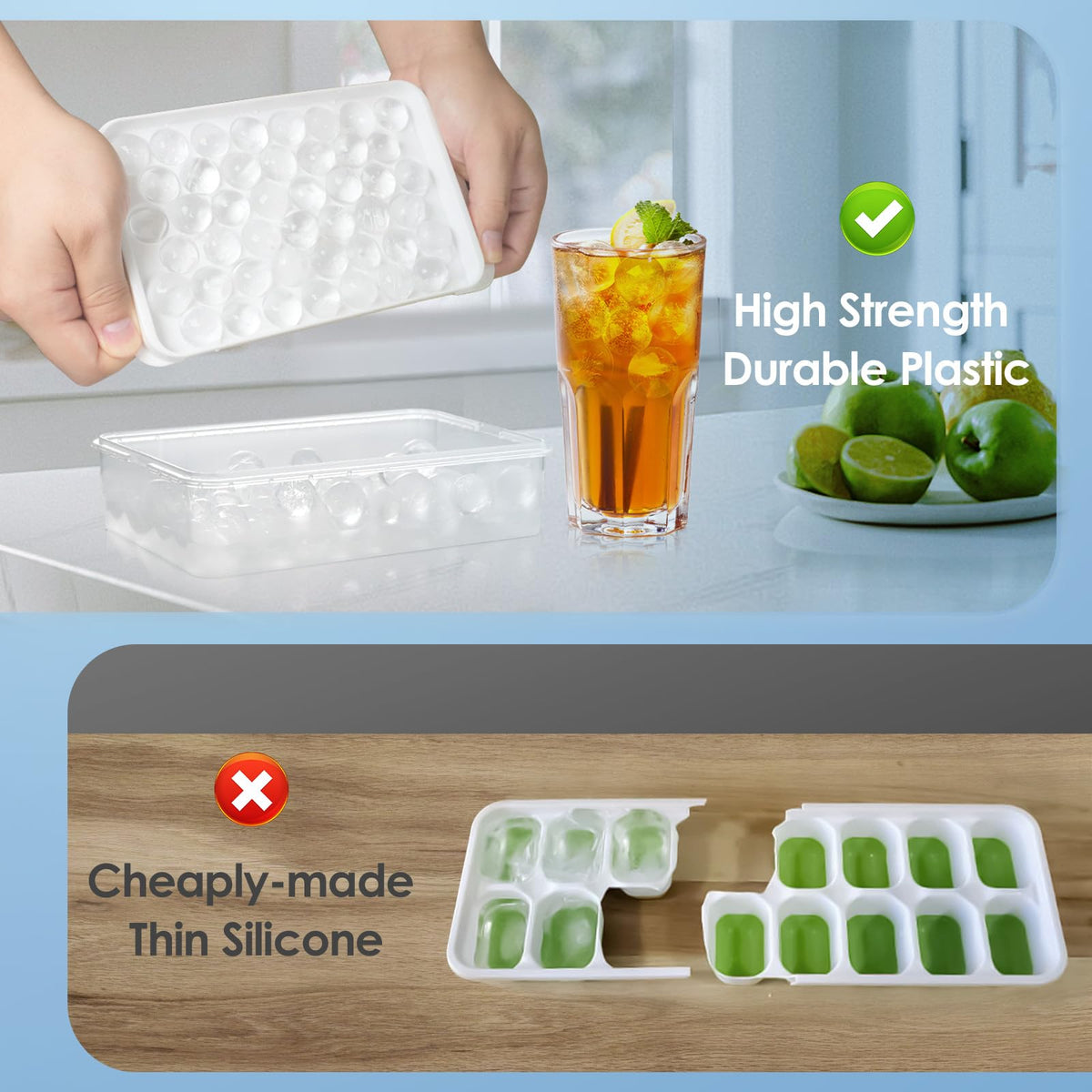 Ice Cube Tray with Lid and Bin (2 Count)