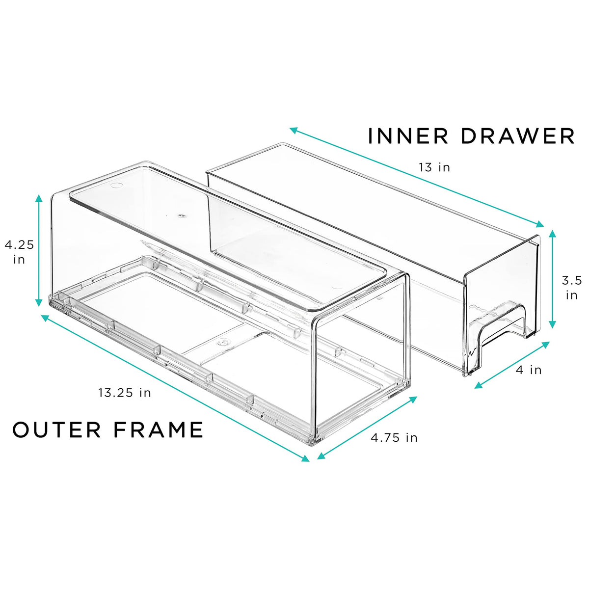 Small Wide Clear Storage Drawers (4 Count)