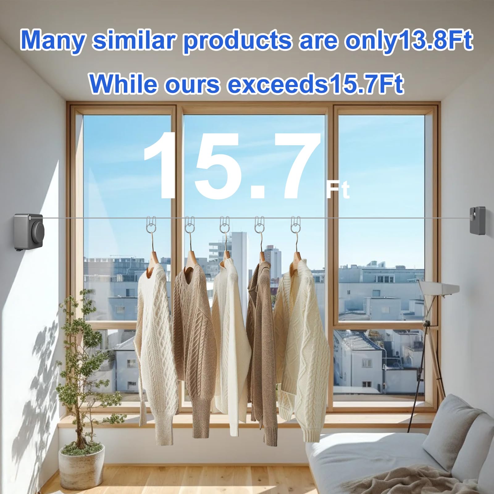 15.7Ft Retractable Clothesline Indoor Outdoor is Also an Anti (15.7 Foot)