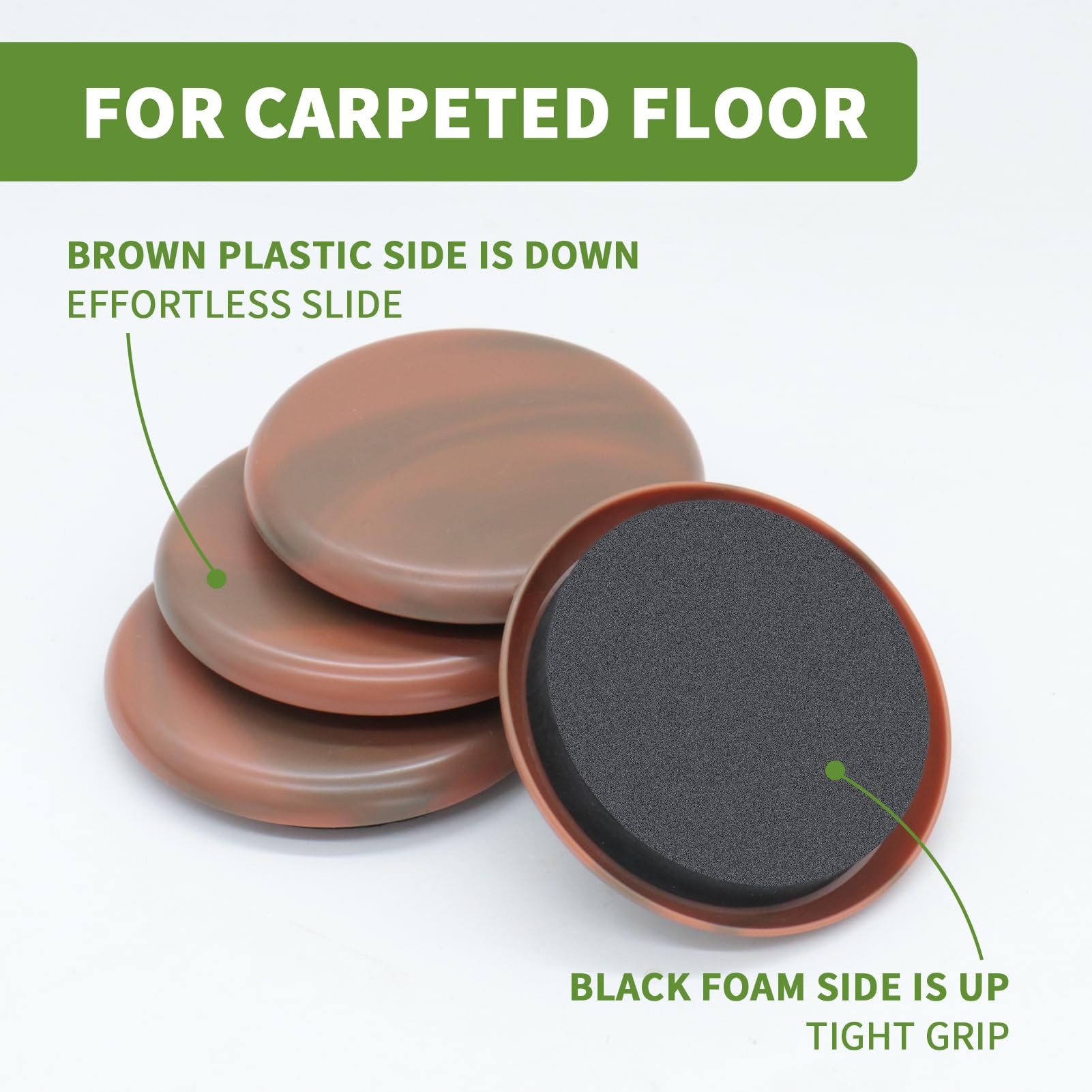 Furniture Sliders for Carpet 8 PCS (8 Count)