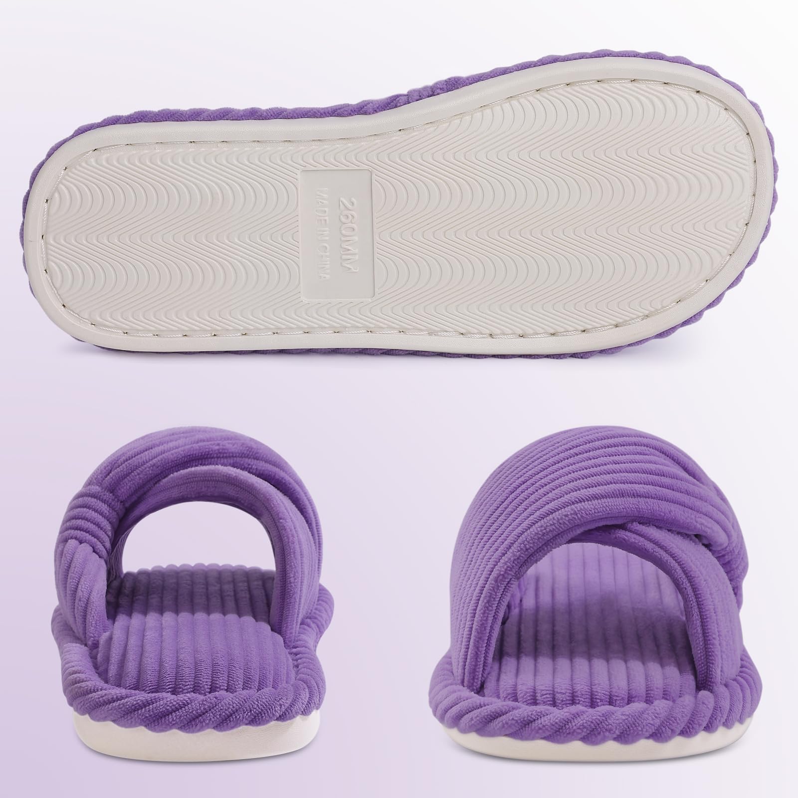 Summer House Slippers for Women Corduroy Open Toe Indoor Slippers