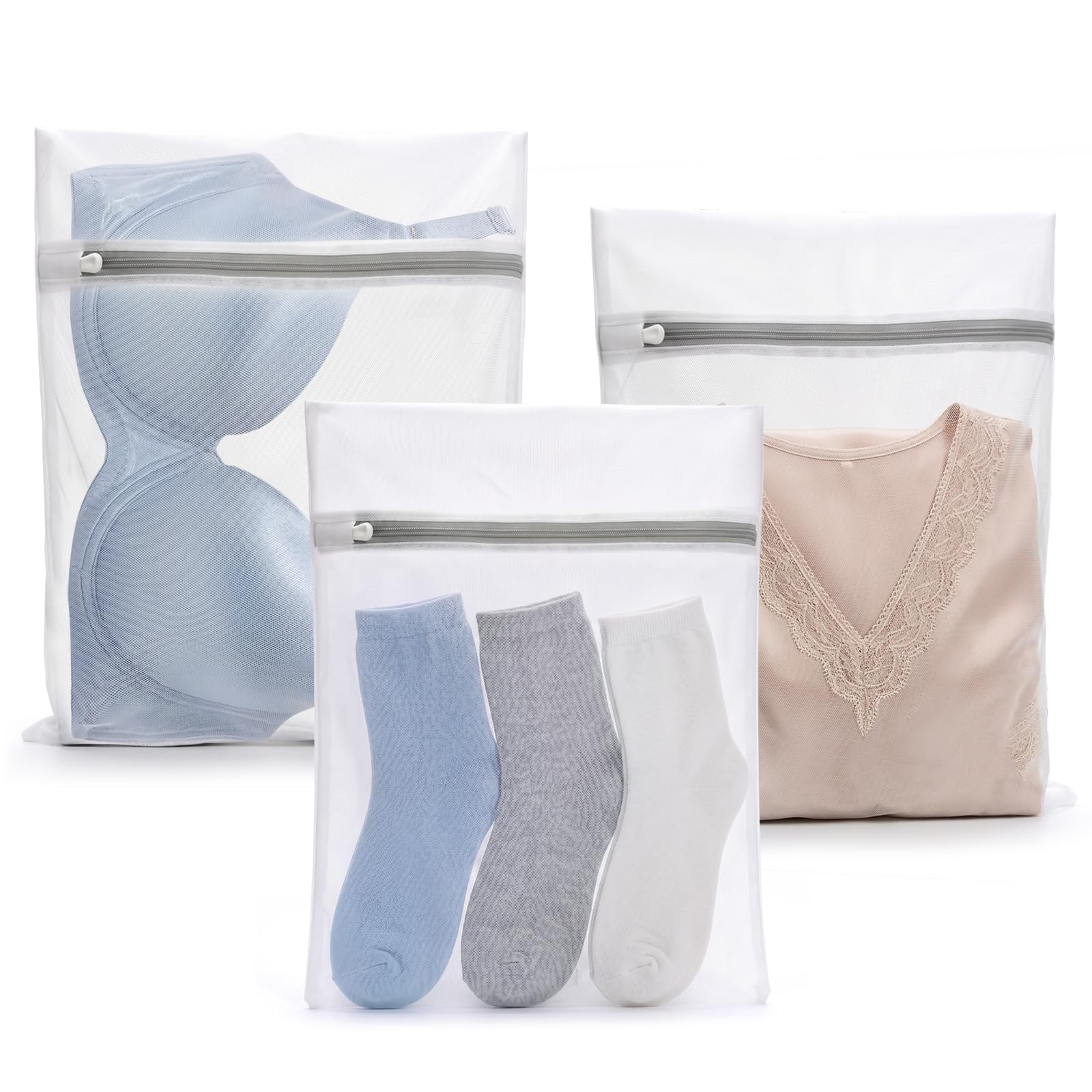 3Pcs Durable Fine Mesh Laundry Bags for Delicates 12 x 16 Inches (3 Count)