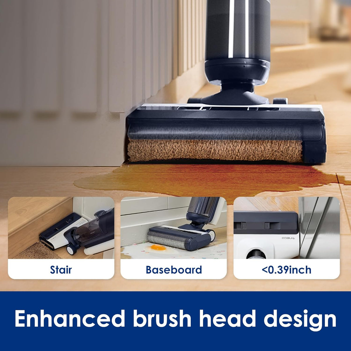 Tineco Floor ONE S5 Smart Cordless Wet Dry Vacuum Cleaner and Mop for Hard Floors, Digital Display, Long Run Time, Great for Sticky Messes and Pet Hair, Space-Saving Design, Blue - ModHome Supplies