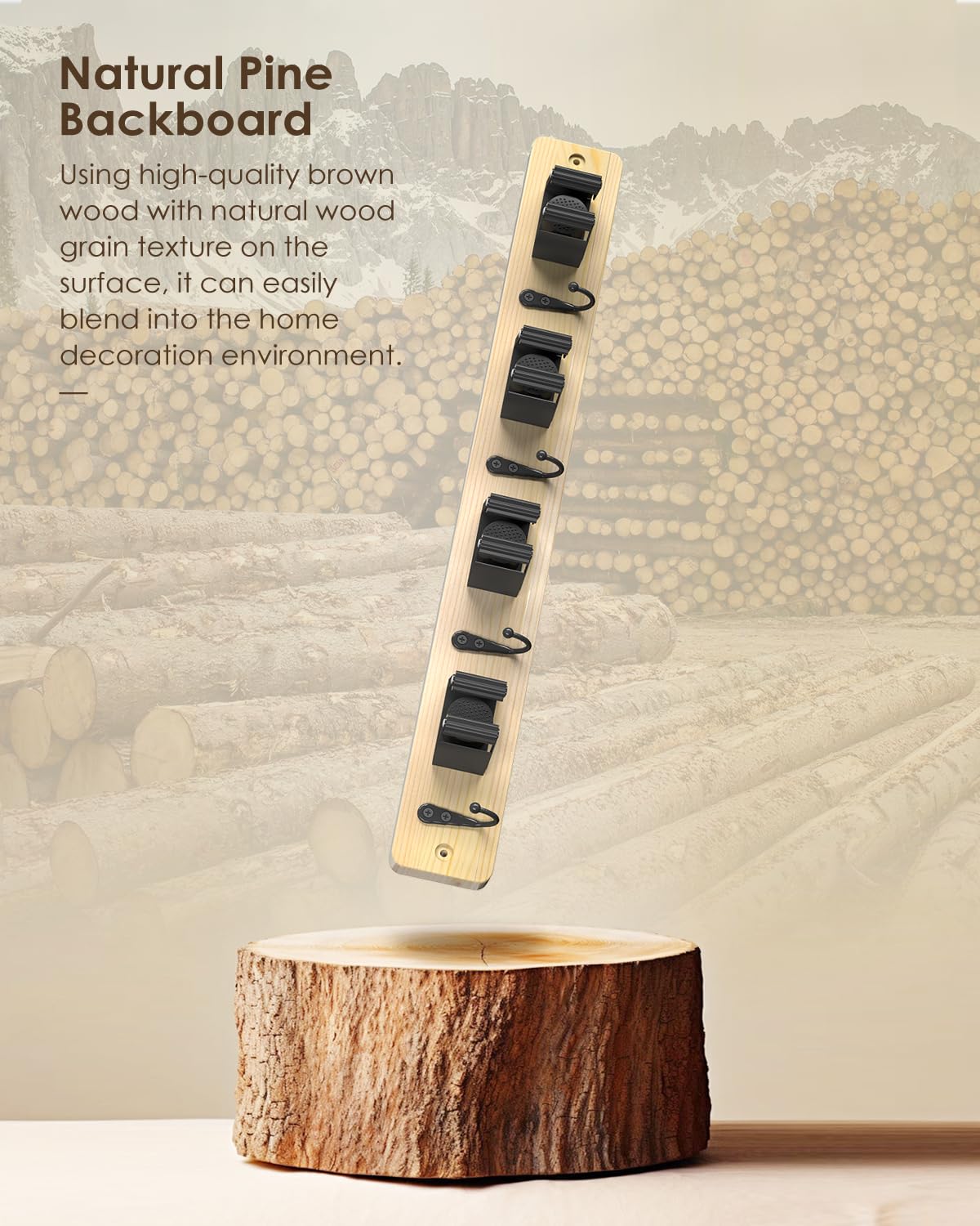 Light Wood Broom Holder Wall Mount