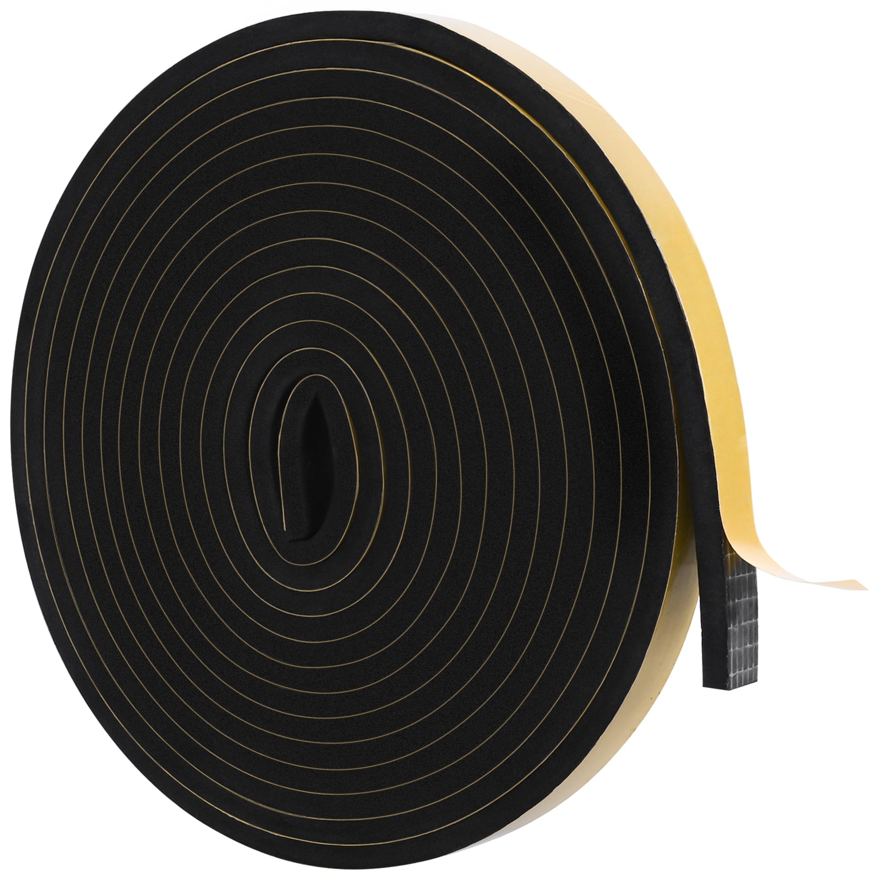 Black Door Window Weather Stripping Self Adhesive Foam Tape High Density Foam Sealing Strip Window Insulation Weatherproof Gasket Tape for Doors and Windows (16.5 Foot)