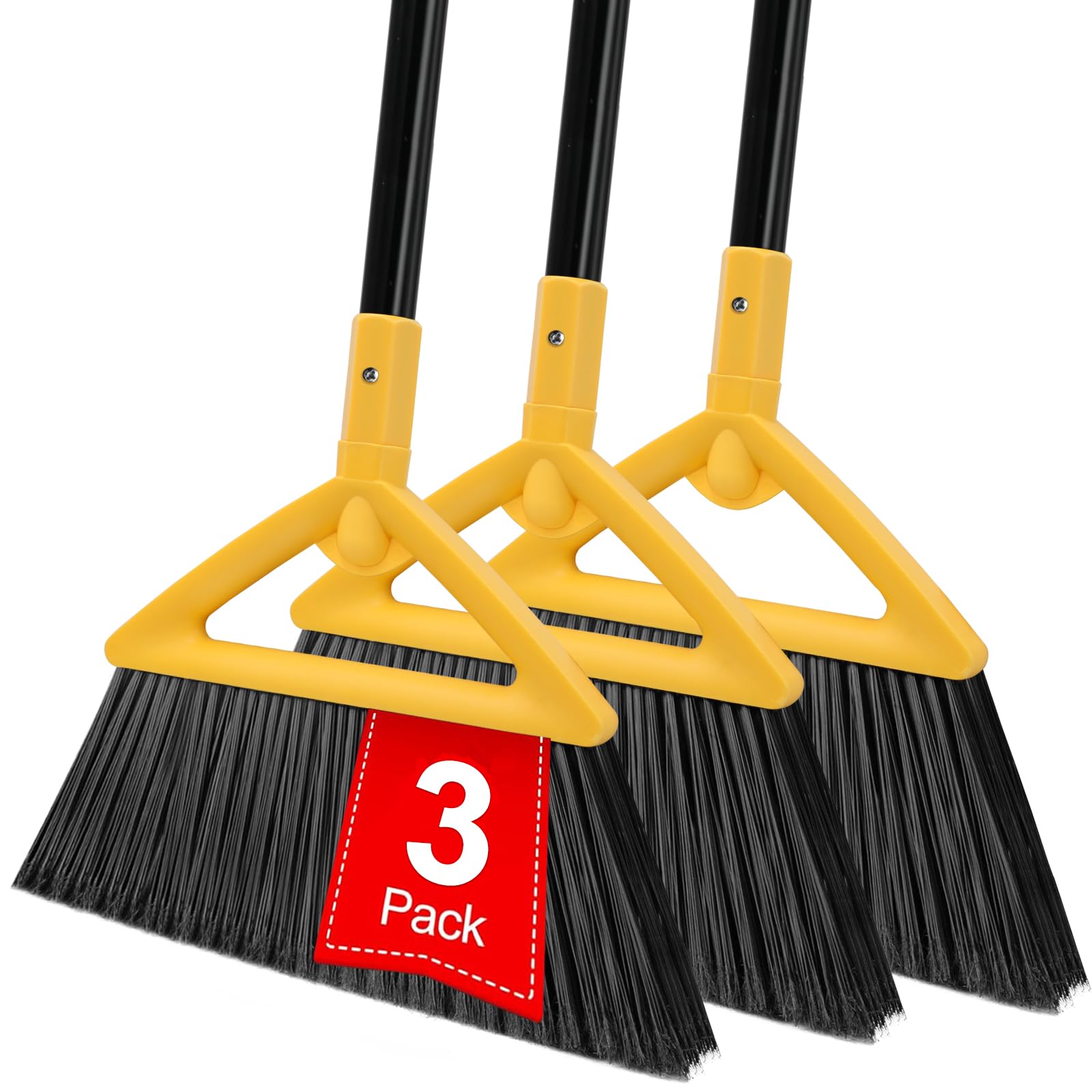 Heavy Duty Yellow Angle Broom with Long Handle (3 Count)