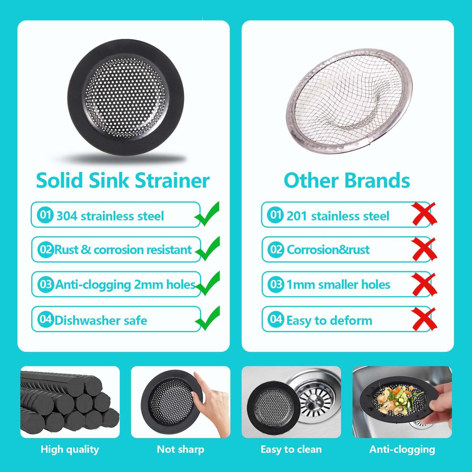 3 PCS Kitchen Sink Stopper Strainer