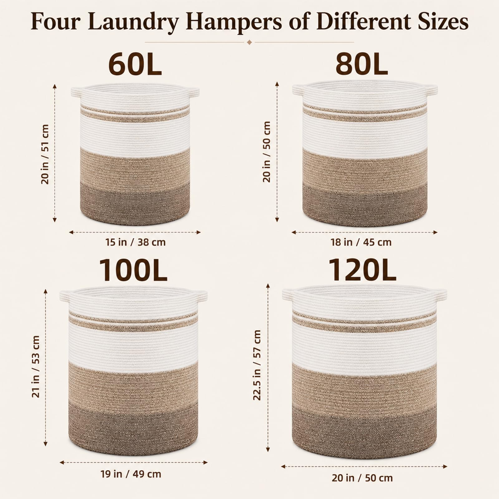 80L Laundry Basket Laundry Hamper Nursery Hamper Gradient Dark