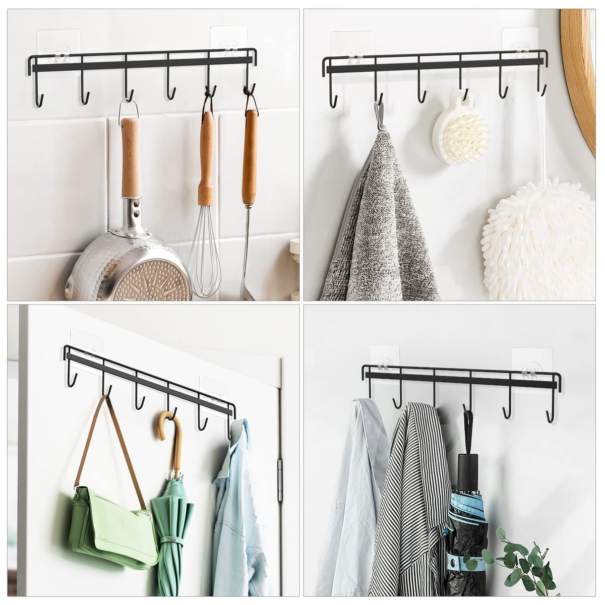 Adhesive Kitchen Hooks Utensil Hanger Holder Hanging Rack 2 Pack