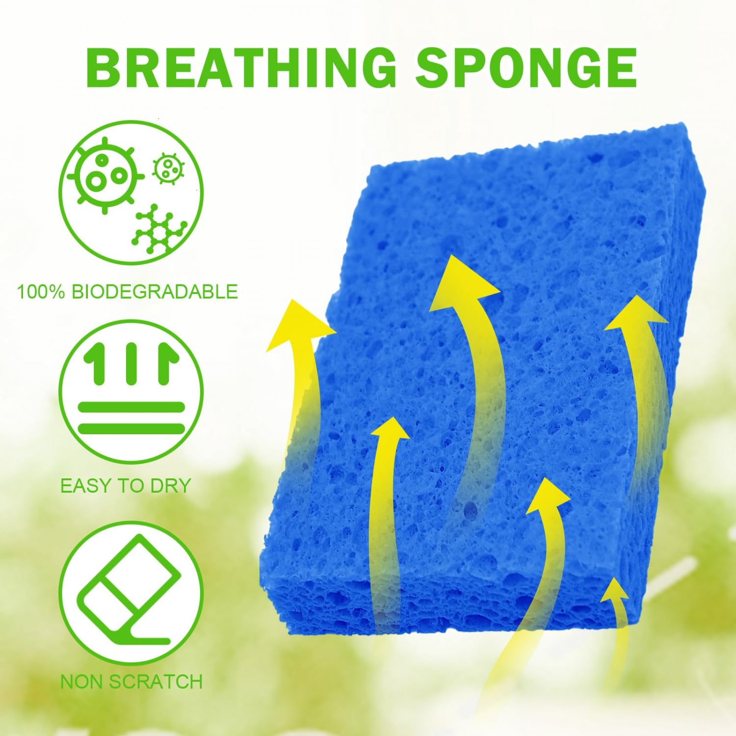 24 Pack Kitchen Sponges Natural Cellulose Compressed Sponges for Cleaning Reusable Dish Sponge Kitchen Non (24 Count)