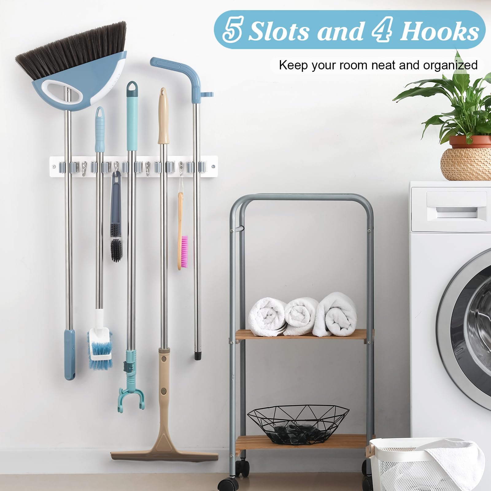 White Broom Holder Wall Mount