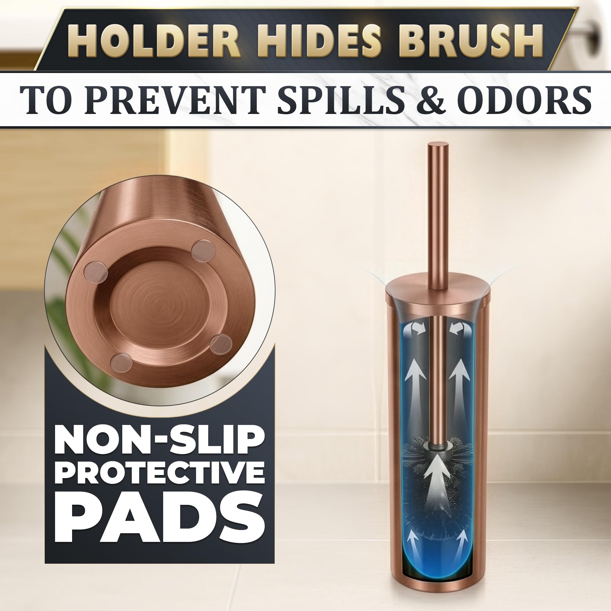 Bronze Toilet Brush and Holder Set for Modern Bathrooms