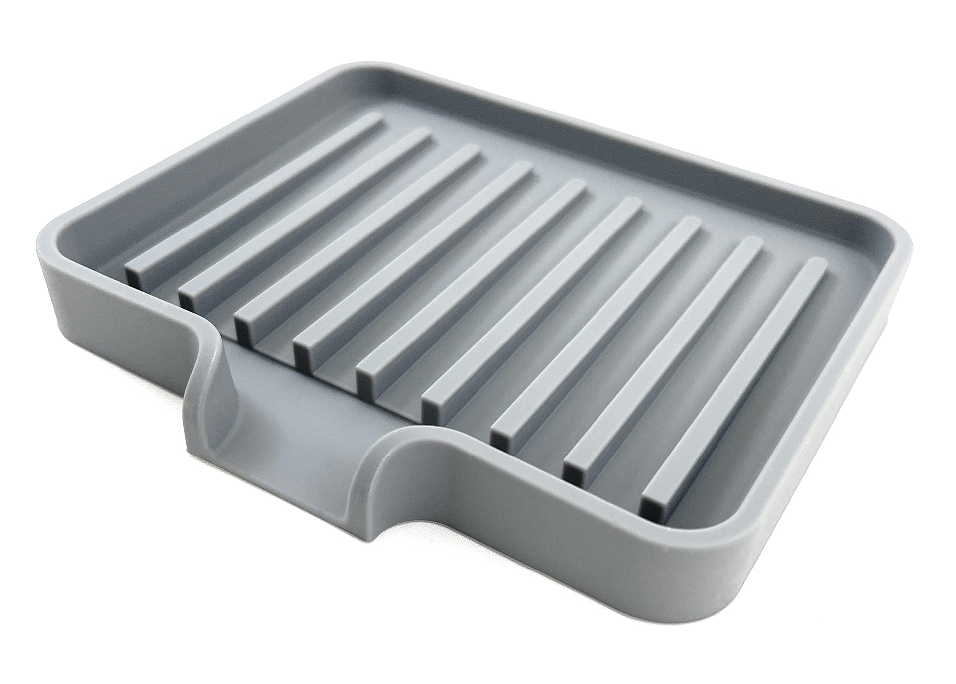 Silicone Soap Dish Tray and Sponge Holder with Drain Chute (2 Count)