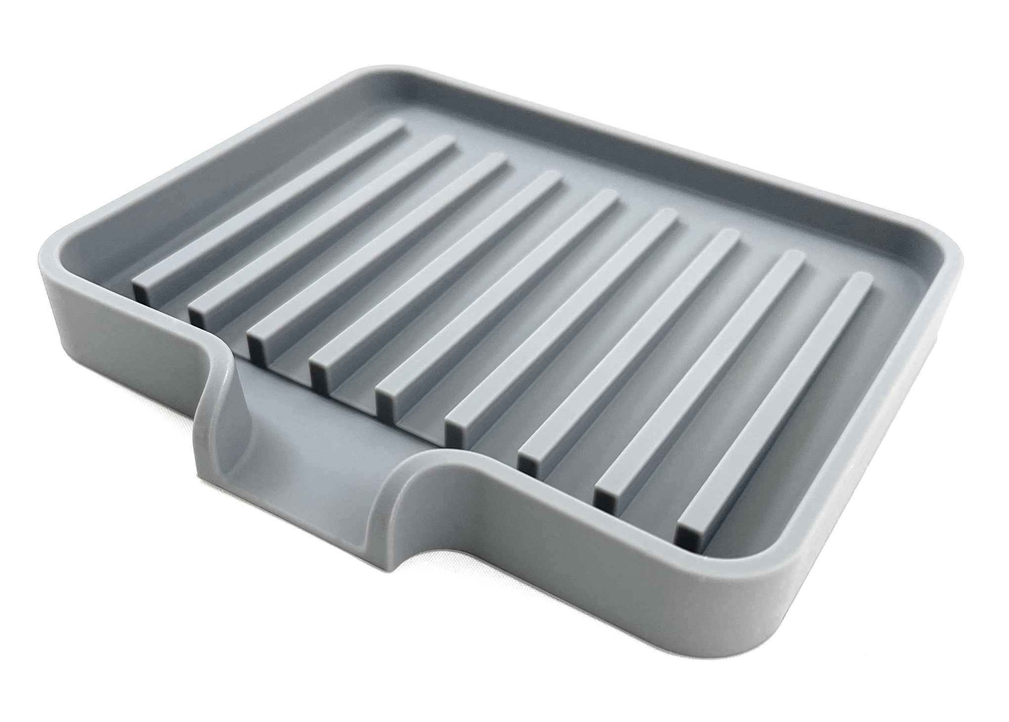 Silicone Soap Dish Tray and Sponge Holder with Drain Chute (2 Count)