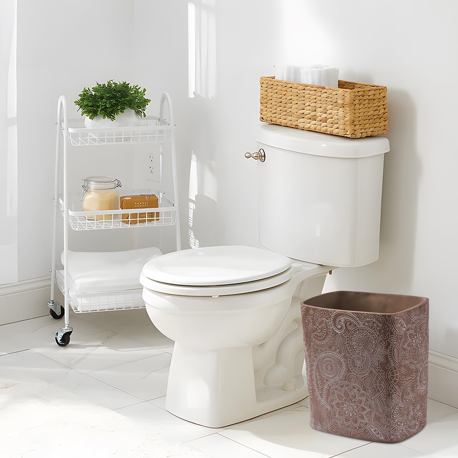 Boho Flowers Bathroom Trash Can 1.8 Gallon