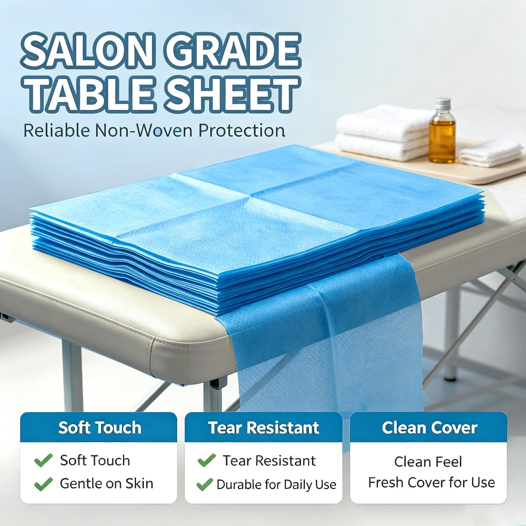 100Pcs Disposable Bed Sheet Massage Table Cover 75x31 for Spa Waxing Tattoo (100 Count)