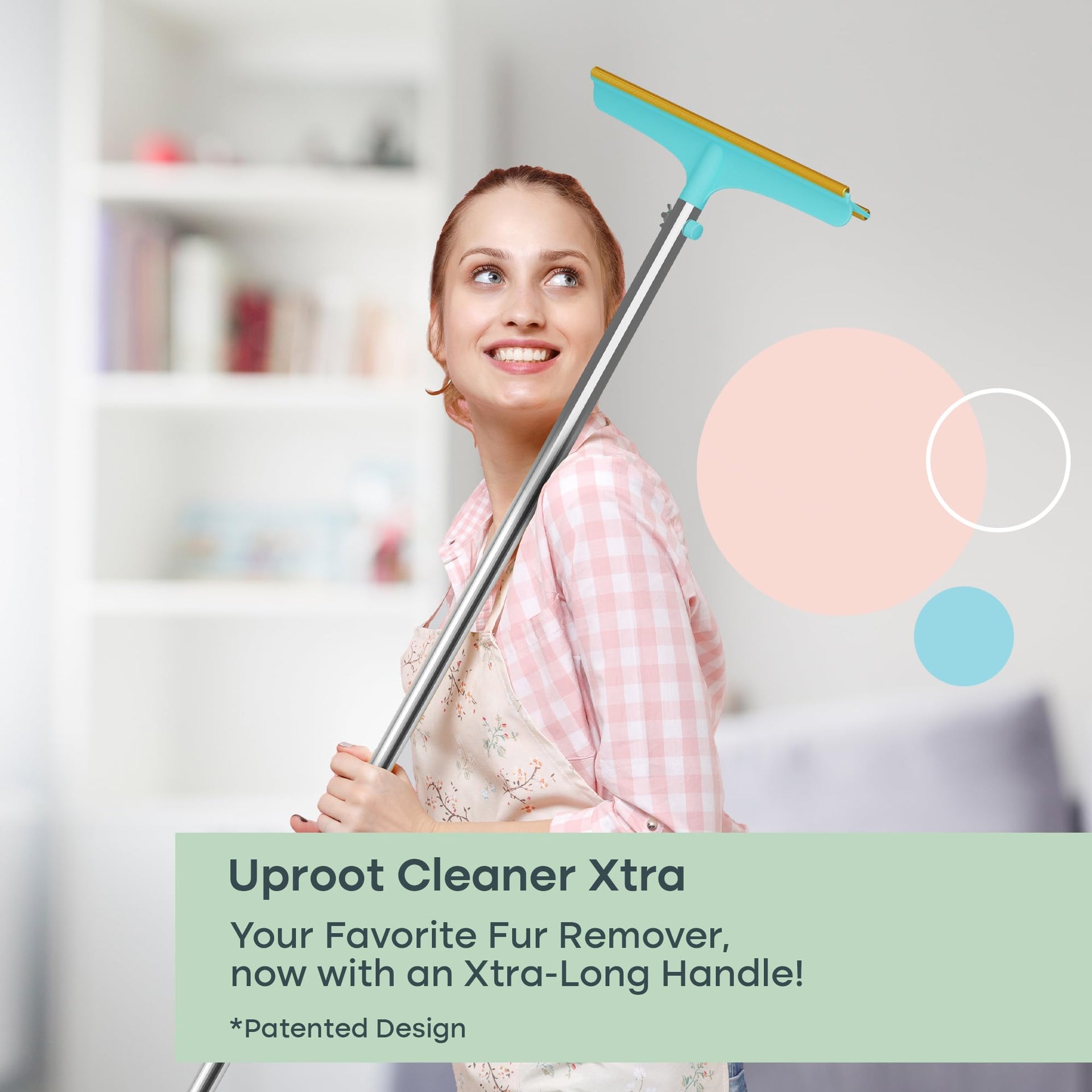 Xtra Carpet Rake for Pet Hair Removal 60" Telescopic Handle