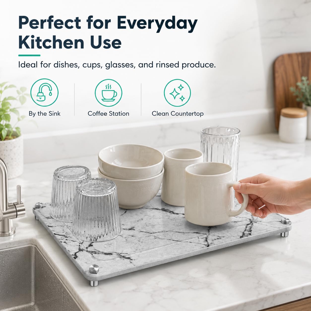 Kitchen Stone Dish Drying Mat