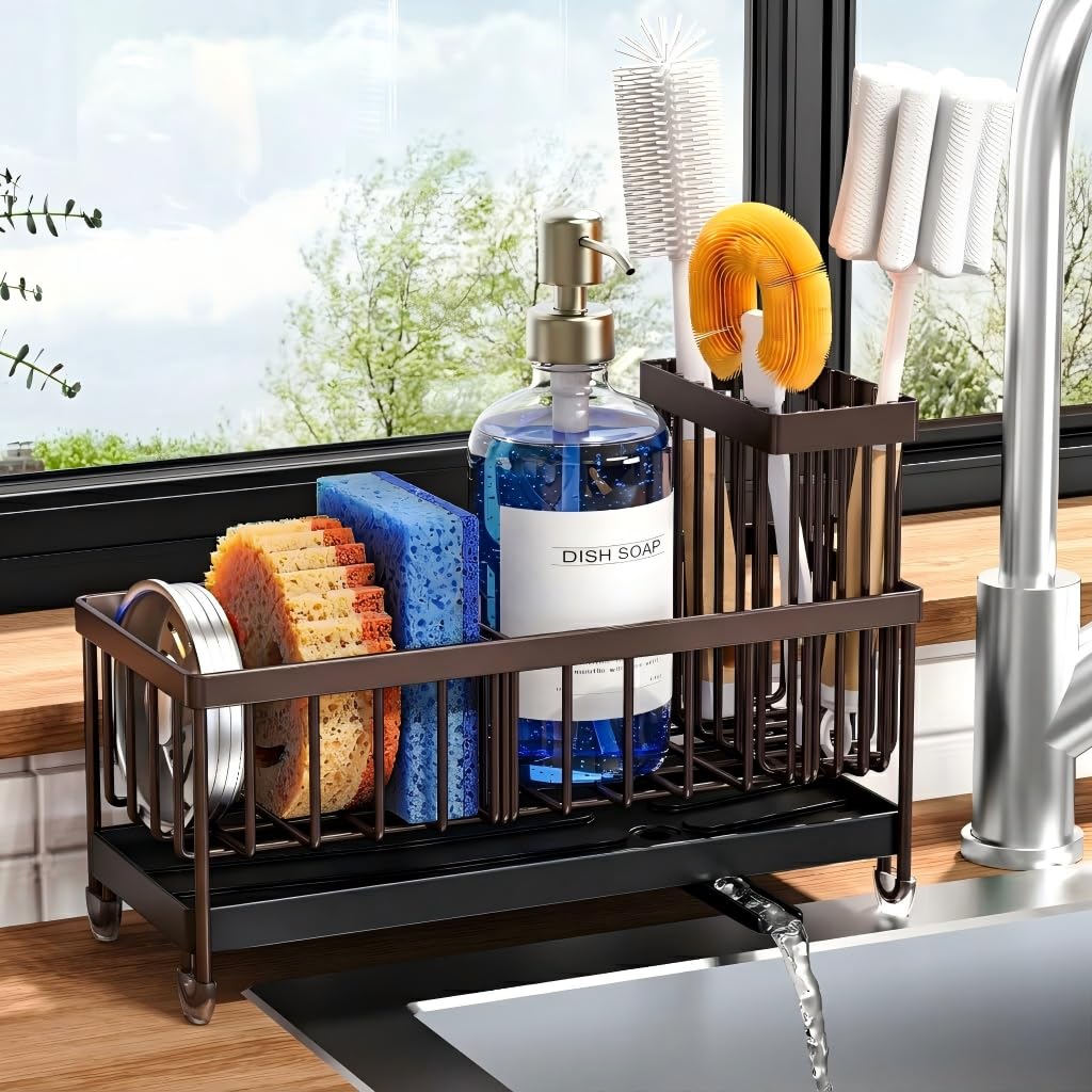 Brown Sponge Holder for Kitchen Sink