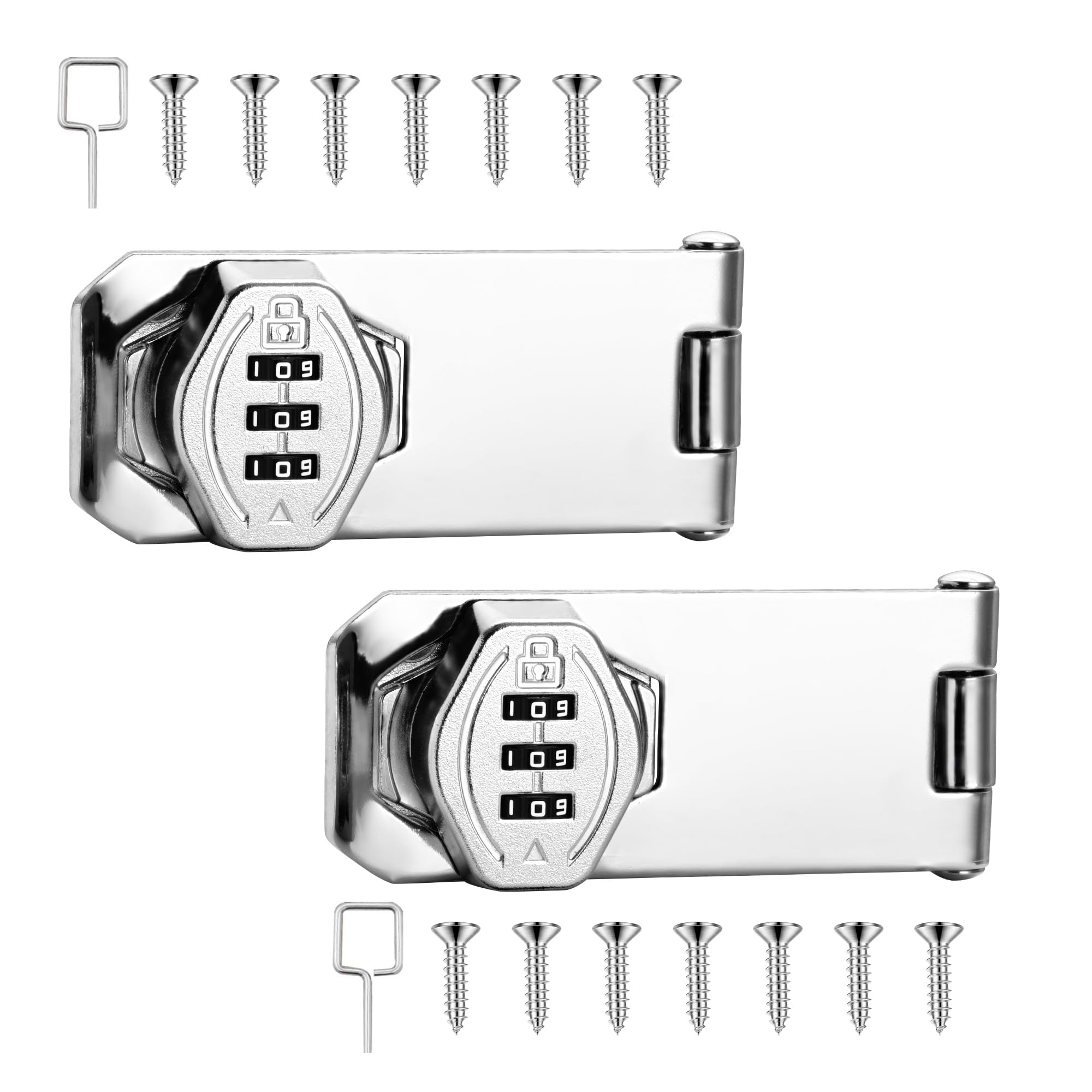 4 inch 180 Degree Hasp Latch with Combination Lock (2 Count)