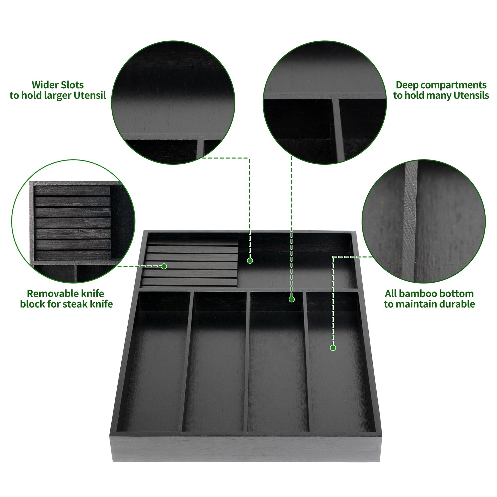 Bamboo Silverware Drawer Organizer