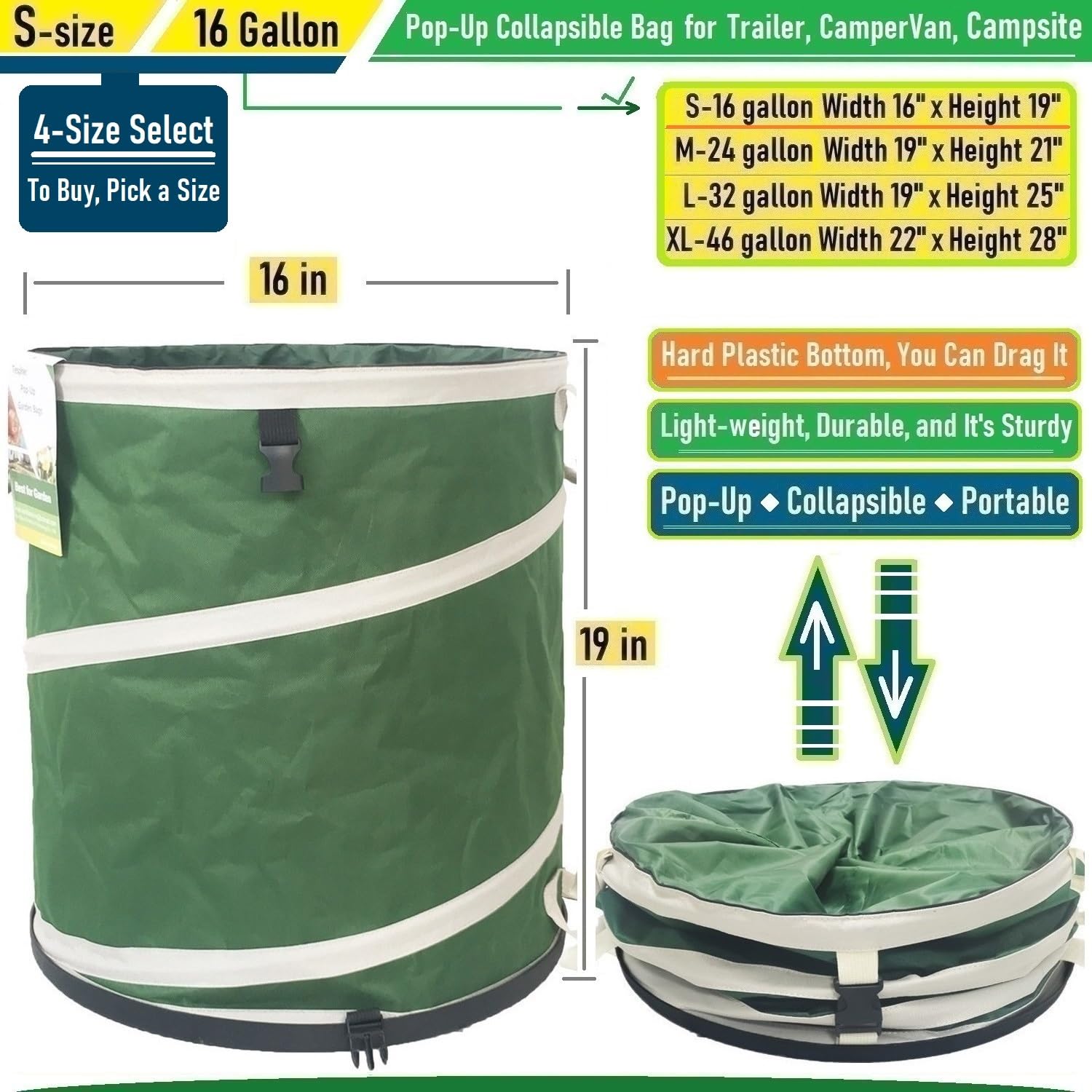 16 Gallon Collapsible Trash Can