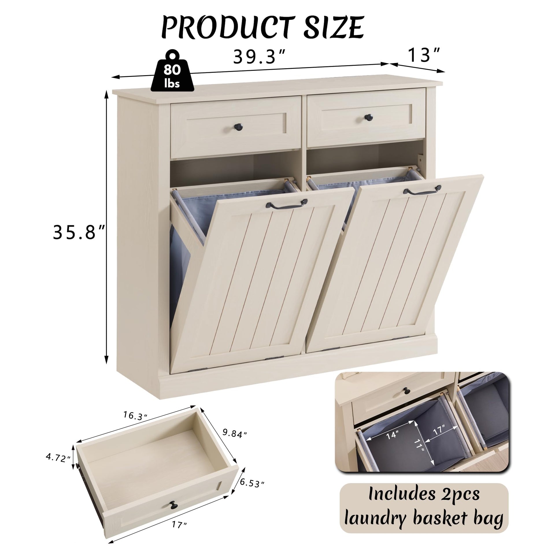 Double Tilt Out Laundry Hamper Cabinet