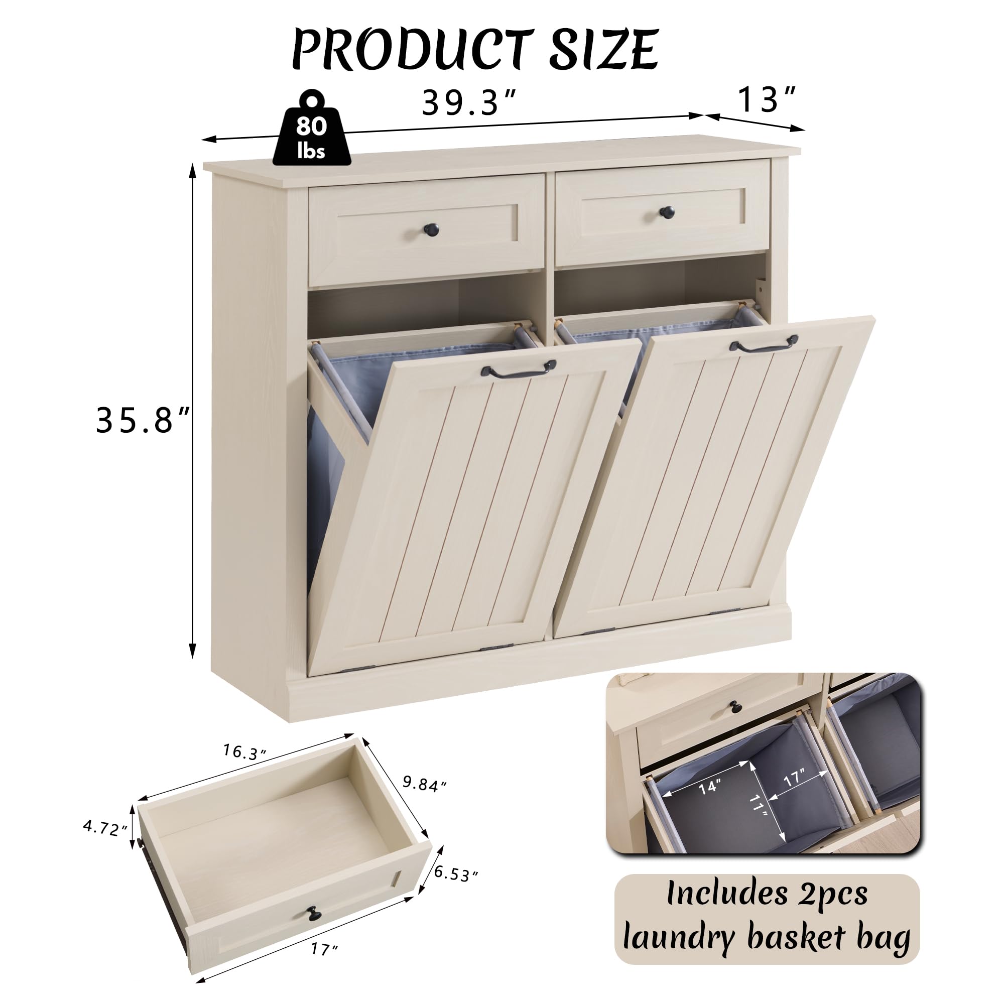 Double Tilt Out Laundry Hamper Cabinet
