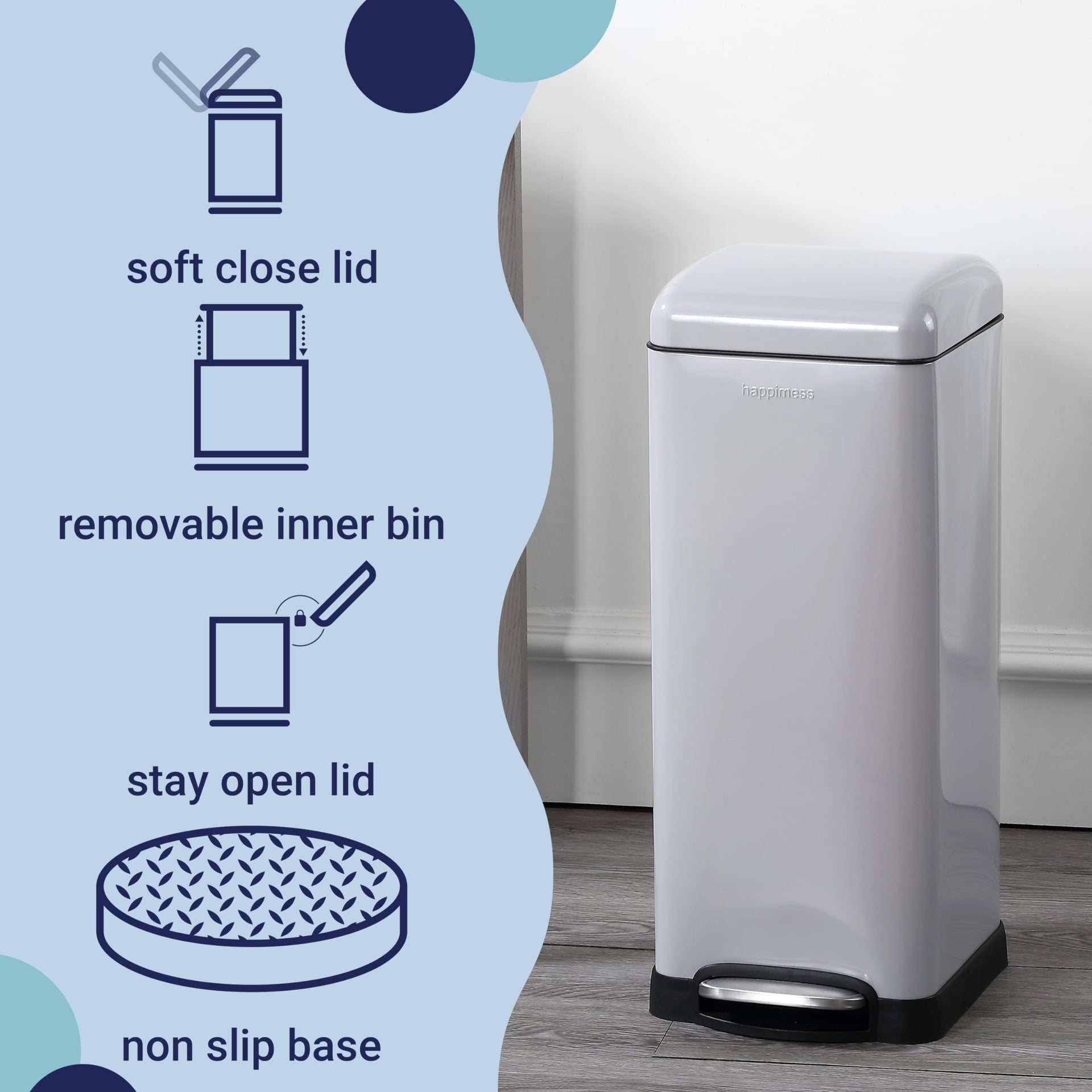Betty 8 Gal Step Trash Can Soft