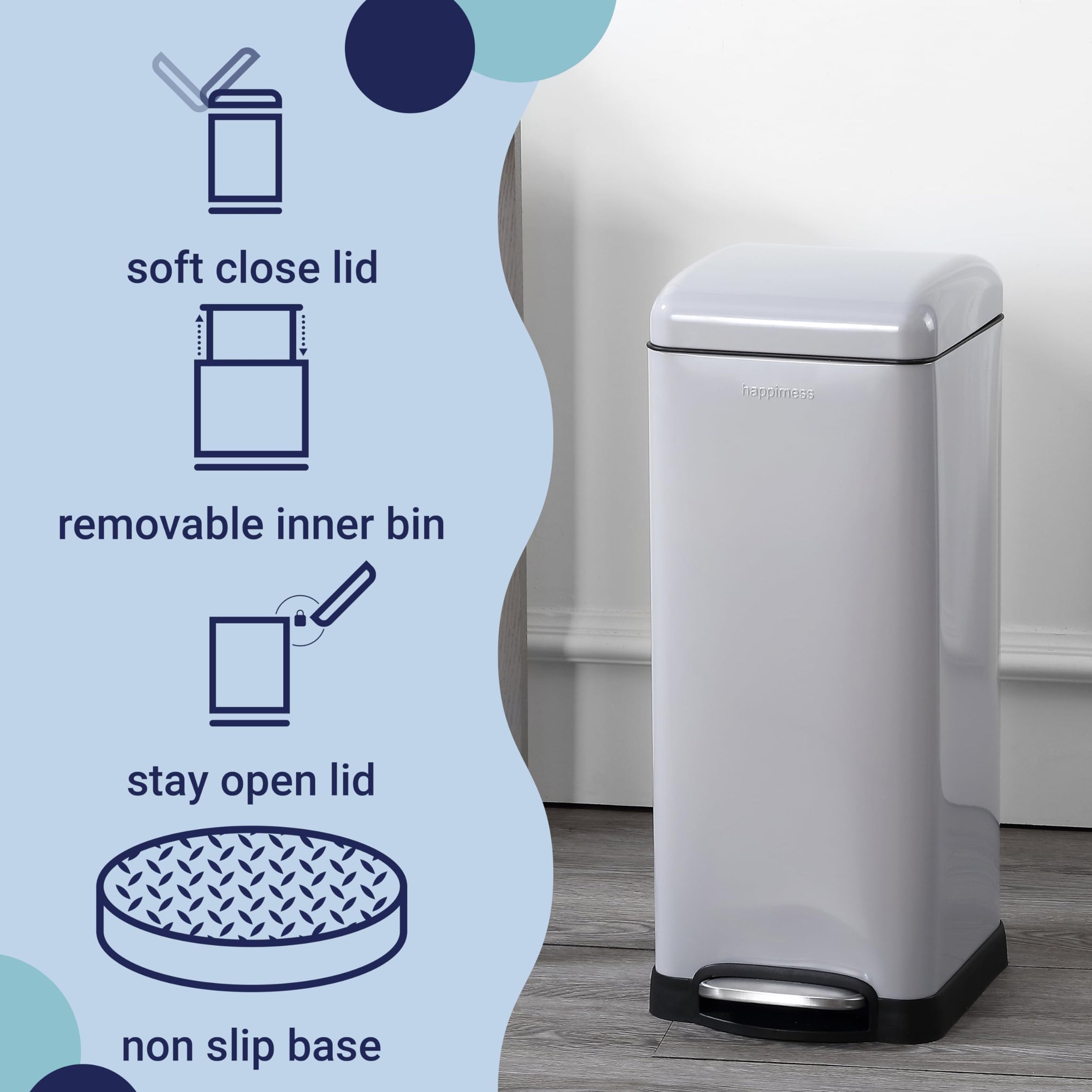 Betty 8 Gal Step Trash Can Soft
