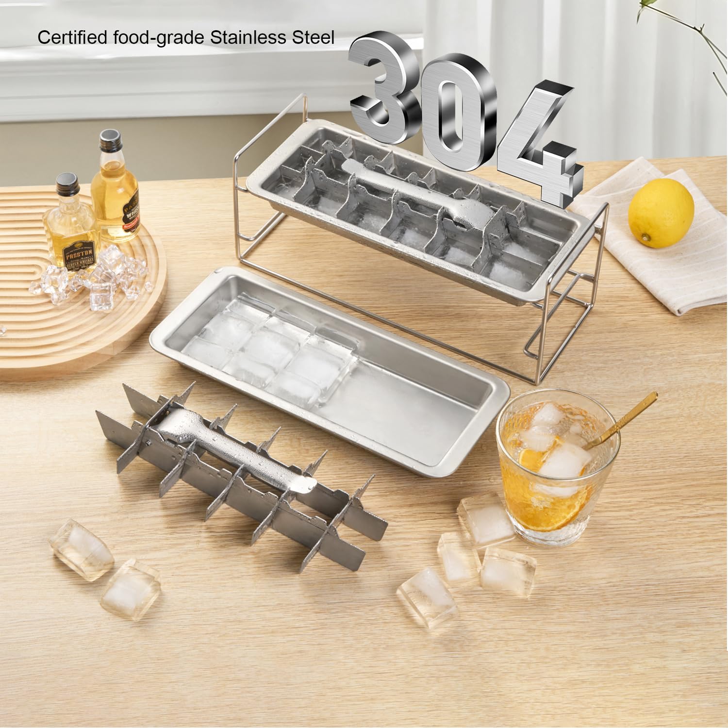 Double layer Stainless Steel Ice Cube Tray