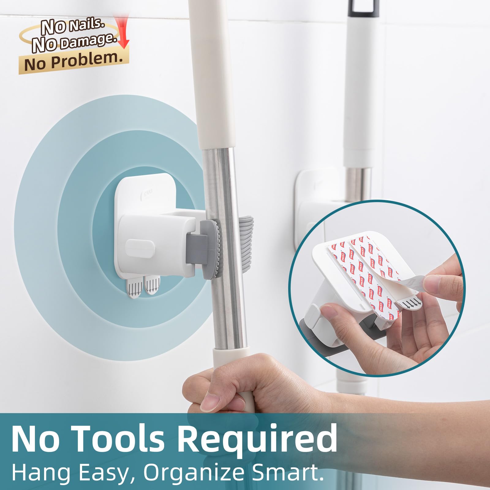 Mop and Broom Holder Wall Mount Grippers (3 Count)