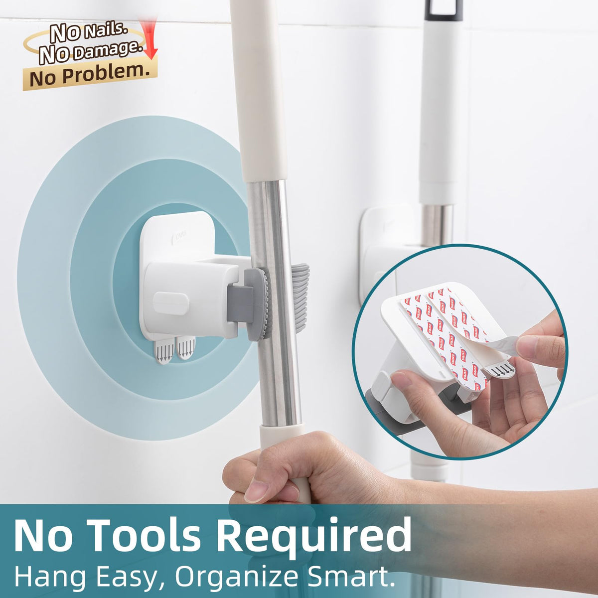 Mop and Broom Holder Wall Mount Grippers (2 Count)