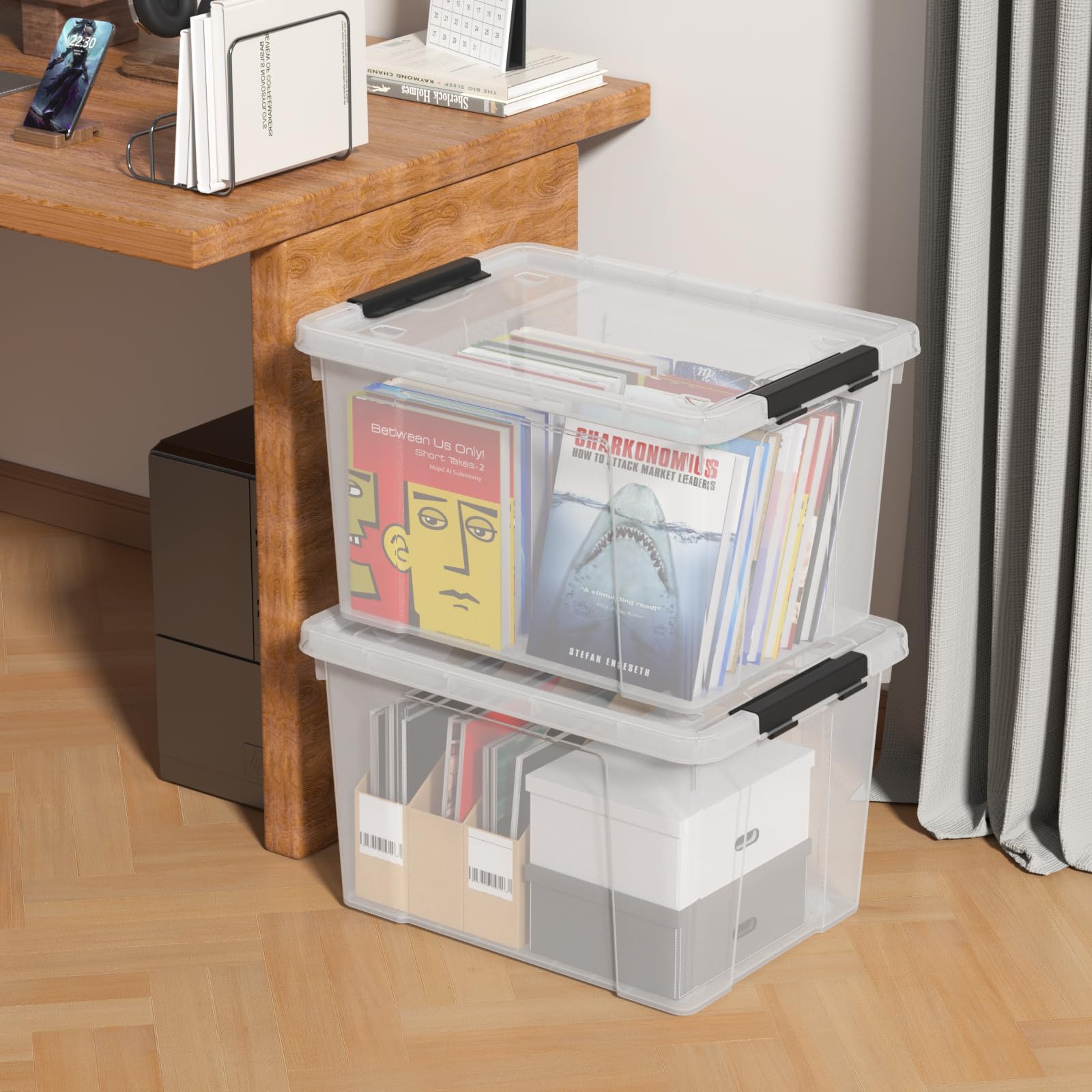 4 Pack 35 Qt Latching Storage Box with Wheels (4 Count)