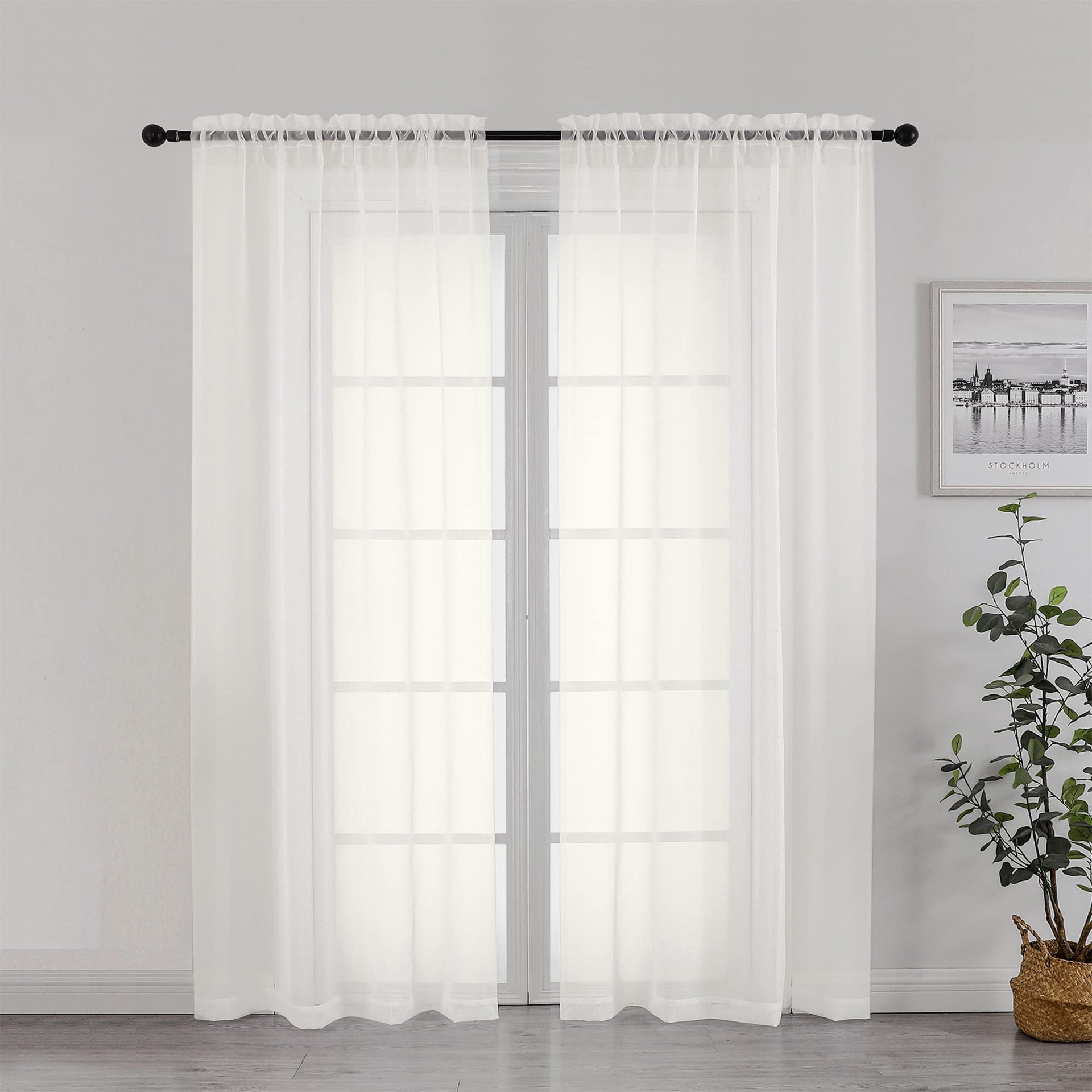 Sheer Curtains 72 Inch Length 2 Panels