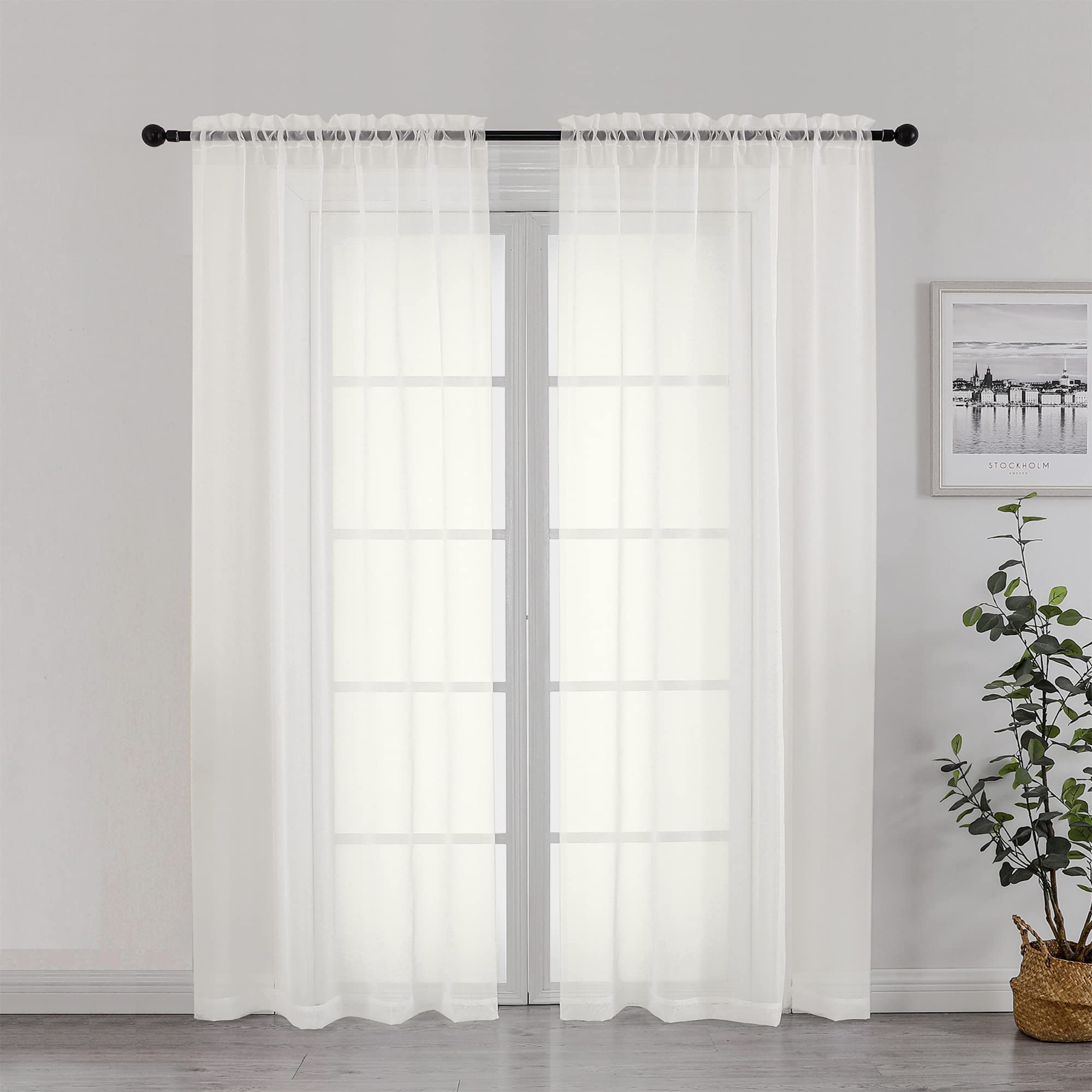 Sheer Curtains 72 Inch Length 2 Panels