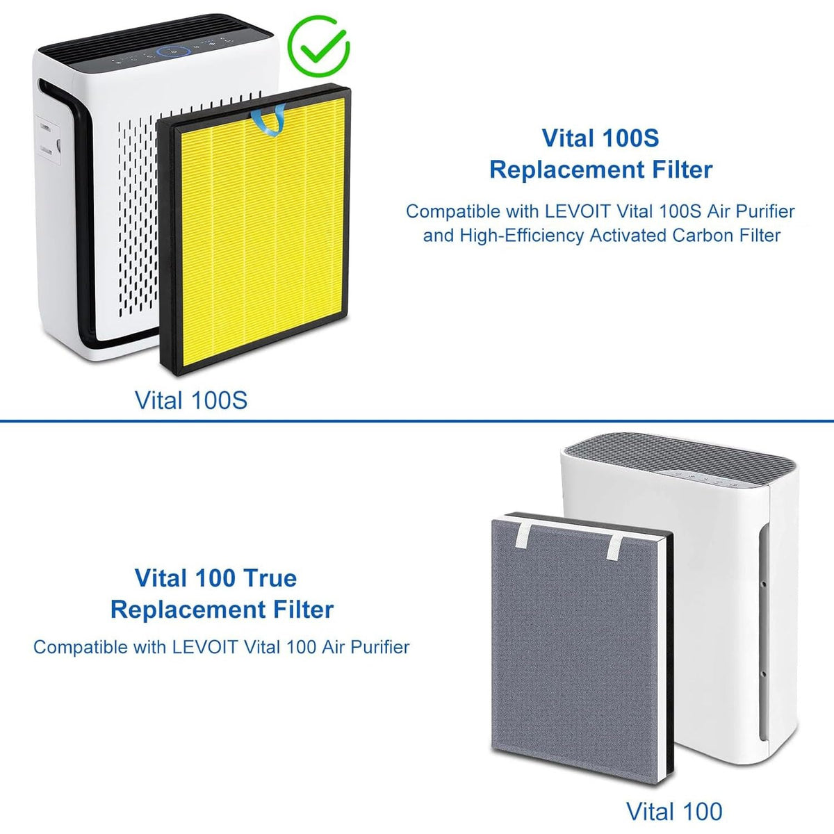 Vital 100S Pet Replacement Filter Compatible for Levoit Vital 100S Air Pu (2 Count)